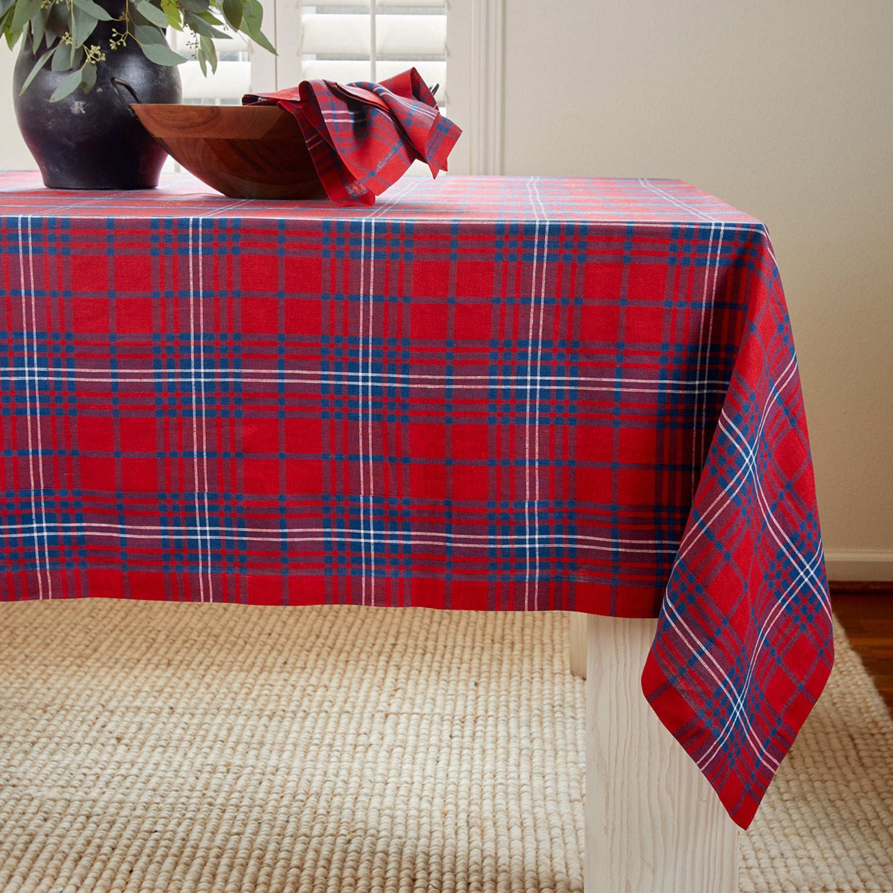 Red Tartan Plaid Tablecloth - Waterproof & Wrinkle-Resistant 60