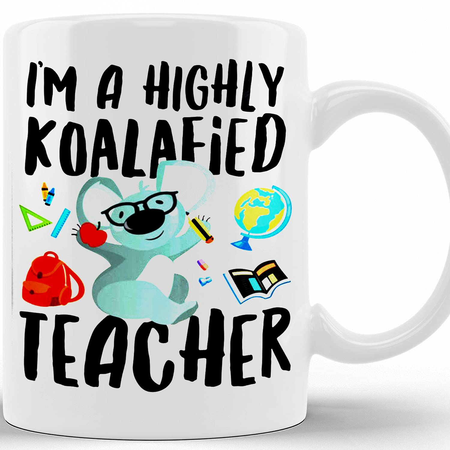 Funny Koala Teacher Coffee Mug - 11oz & 15oz Ceramic Travel Mug with Lid, Cute Teacher Appreciation Gift with Pun, Christmas Present for Educators - Perfect for Classroom, Office or Home Use