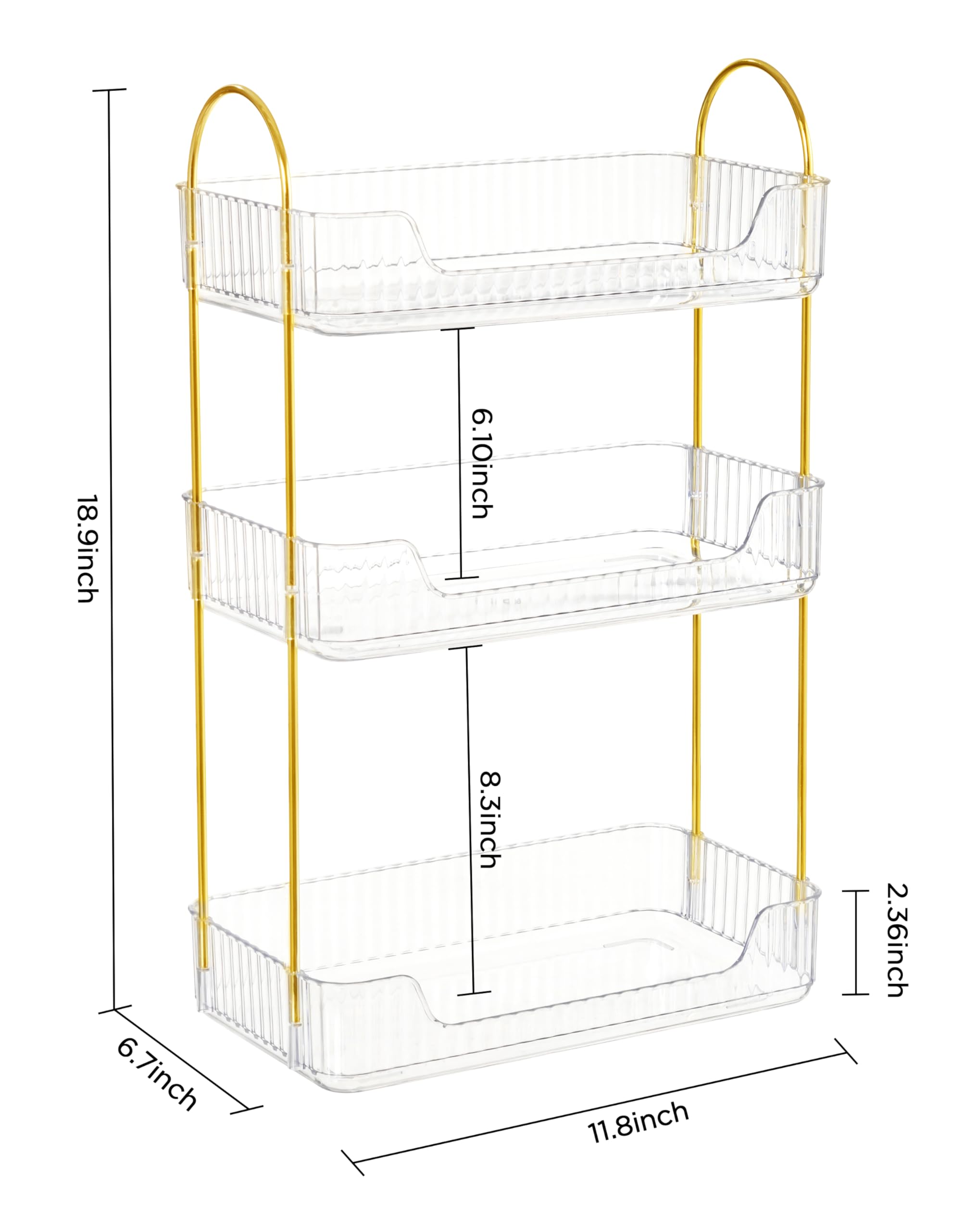 HBlife 3 Tier Clear Acrylic Bathroom Organizer - Countertop Makeup & Skincare Storage Tray for Perfume, Cosmetics, Jewelry - Perfect for Vanity, Dresser, Bathroom & Bedroom Organization