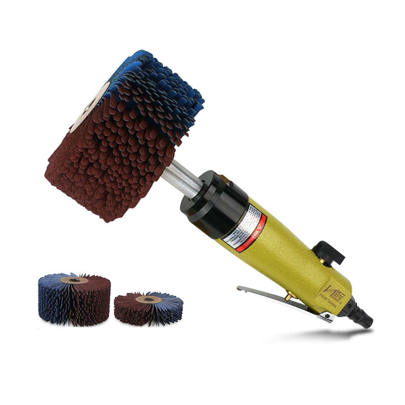 Pneumatic Wood Polisher Buffer with Jackfruit-Shaped Grinder & Emery Cloth Wheel - Professional Woodworking Groove Line Polishing Machine for Furniture, Cabinets & DIY Projects