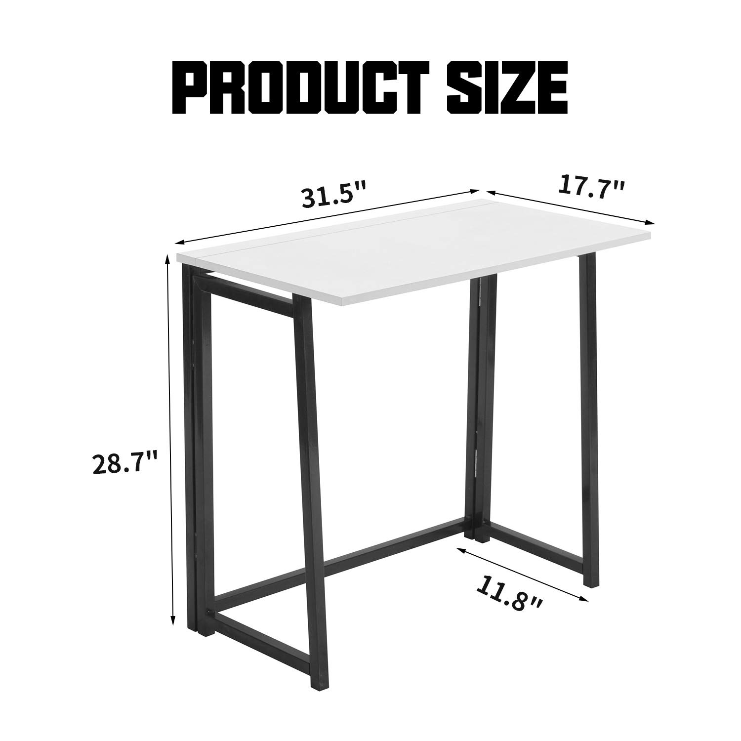 Compact No-Assembly Computer Desk - Foldable Home Office Desk for Small Spaces, Study & Writing Workstation (White+Black) | Perfect for Apartments, Dorms & Home Offices
