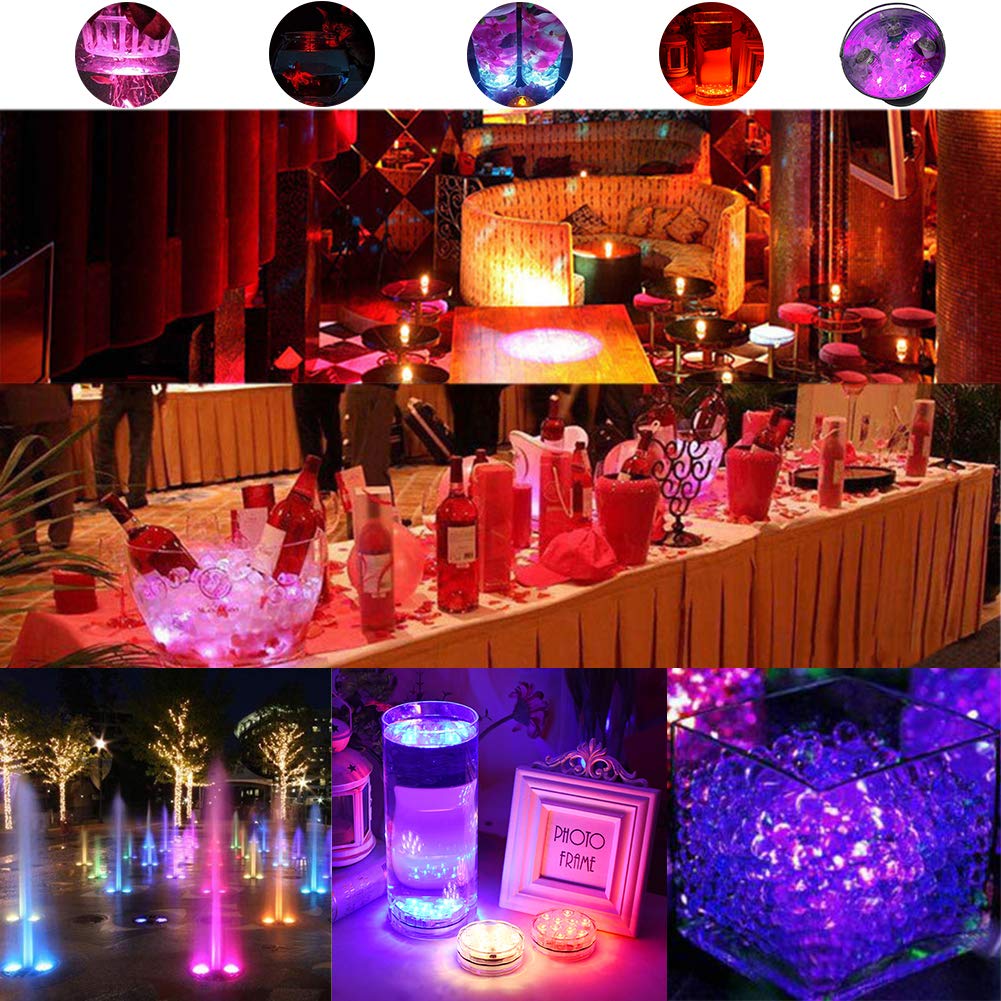 16 Color Changing Submersible LED Lights with Remote Control - Waterproof Pool Lights for Above Ground Pools, Aquariums, Vases & Ponds | Battery Operated Decorative Lighting for Parties, Weddings & Home Decor