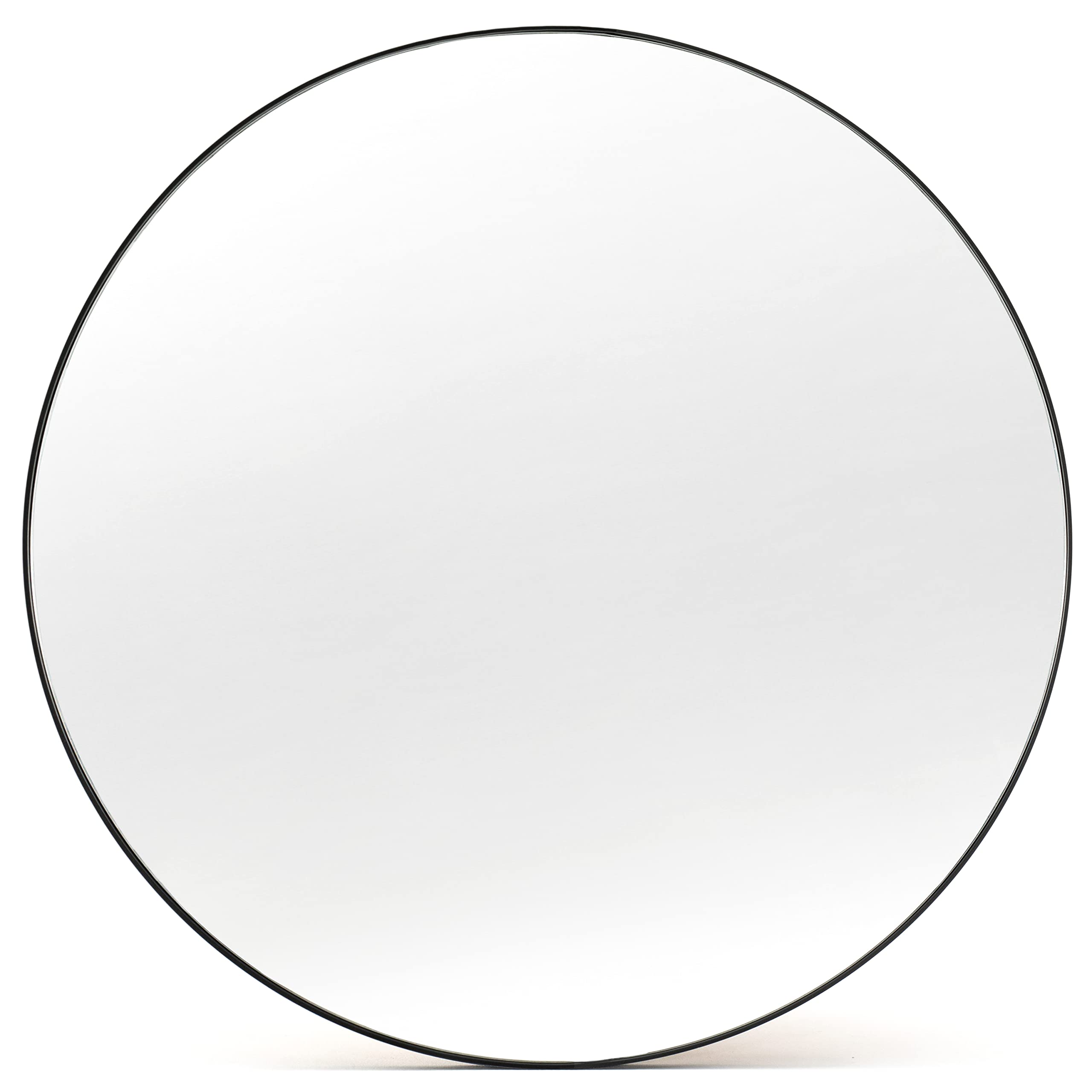 30 Inch Black Round Bathroom Mirror - Metal Frame Circle Wall Mirror for Bedroom, Vanity, Living Room & Entryway - Elegant Home Decor for Washrooms & Modern Interiors