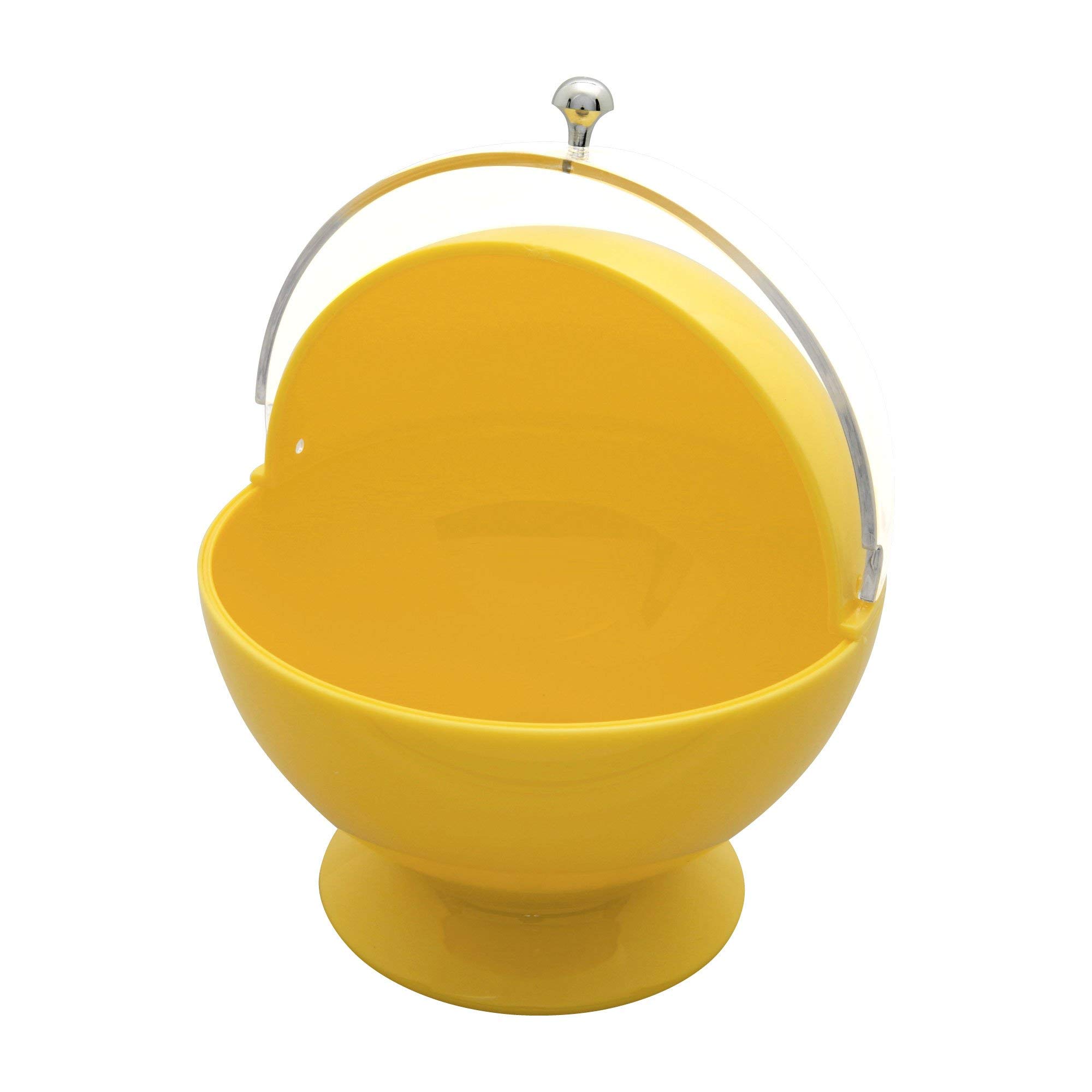 UPware Acrylic Plastic Serving Bowl with Clear Roll Top Lid - 3.5 Quart Multi-Purpose Food Storage Container for Kitchen, Picnics & Parties - BPA-Free, Durable & Stackable (Yellow)