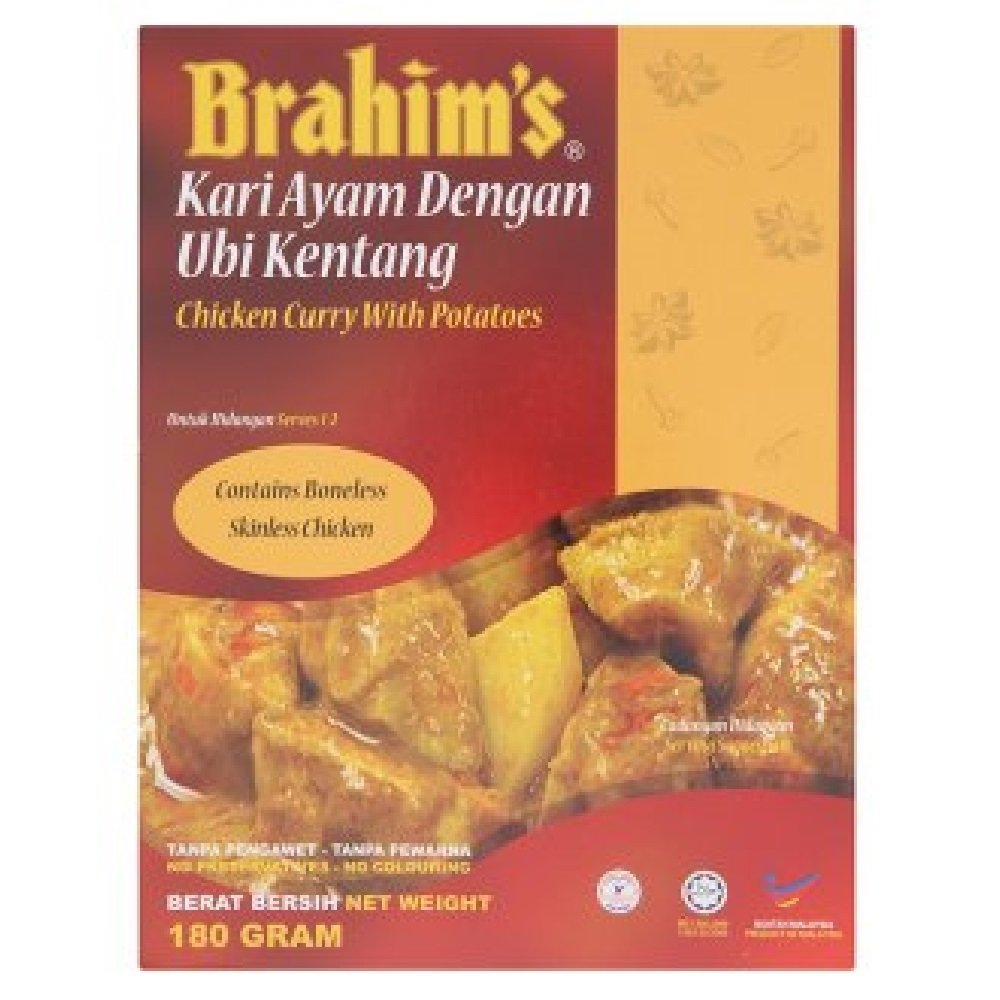 Brahim's Chicken Curry with Potatoes Sauce & Paste - 180g (3 Packs) | Authentic Malaysian Flavor for Cooking, Meal Prep & Asian Cuisine | Perfect for Rice, Noodles & Curry Dishes