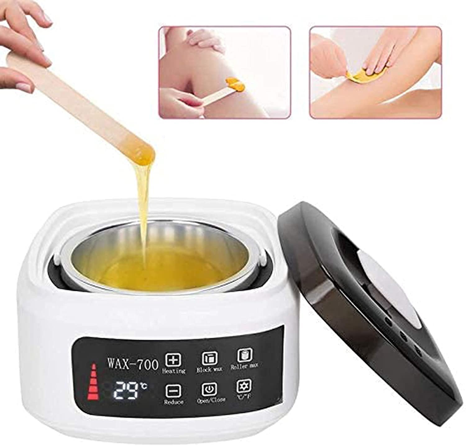 LED Wax Warmer for Hair Removal - Full Body Waxing Kit for Women & Men, Legs, Face, Eyebrows & Bikini Line | Home Waxing with Digital Display | Perfect for DIY Salon & Spa Treatments