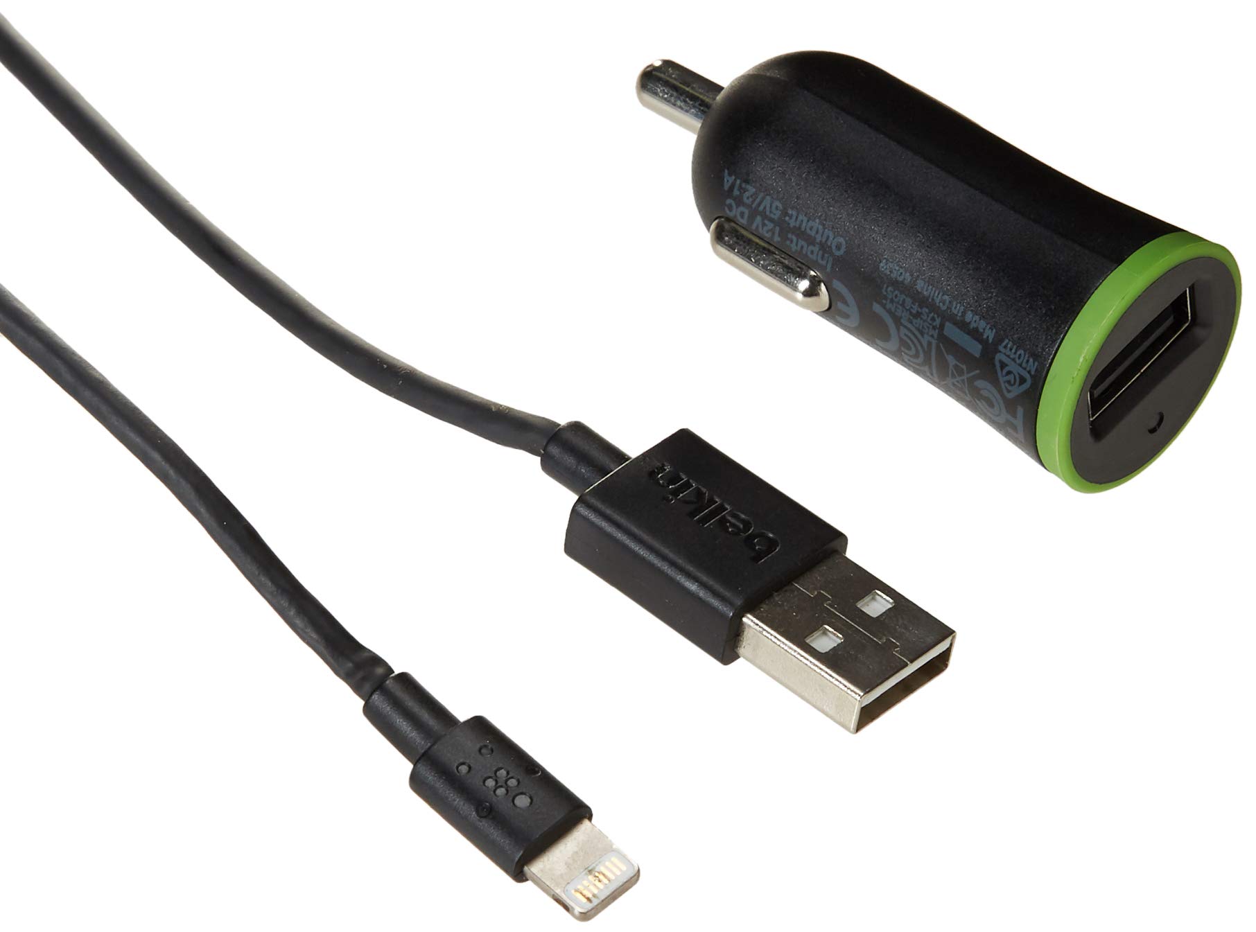 Fast Charging Car Charger with Lightning to USB Cable - 10W/2.1A Dual Port USB Car Adapter for iPhone & iPad - Perfect for Road Trips & Commuting