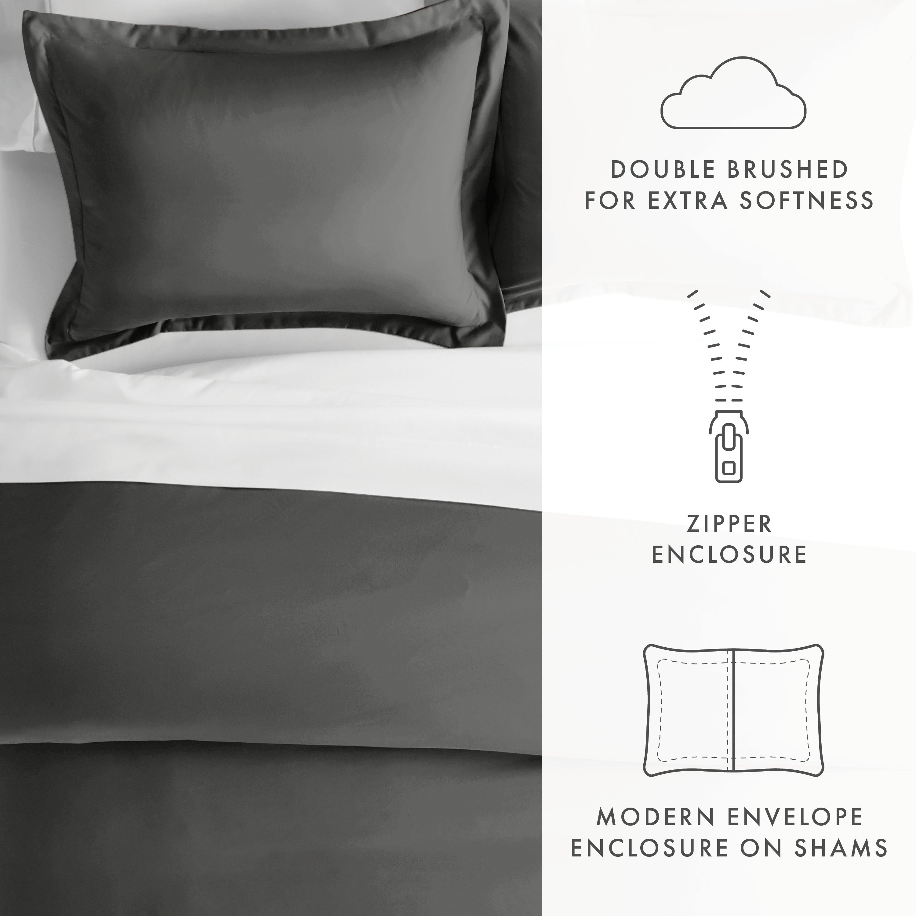 3 Piece Essential Duvet Cover Set - Soft & Breathable Bedding Set with Pillowcases - Perfect for Master Bedroom, Guest Room & Dorm Decor (Queen/King Size)