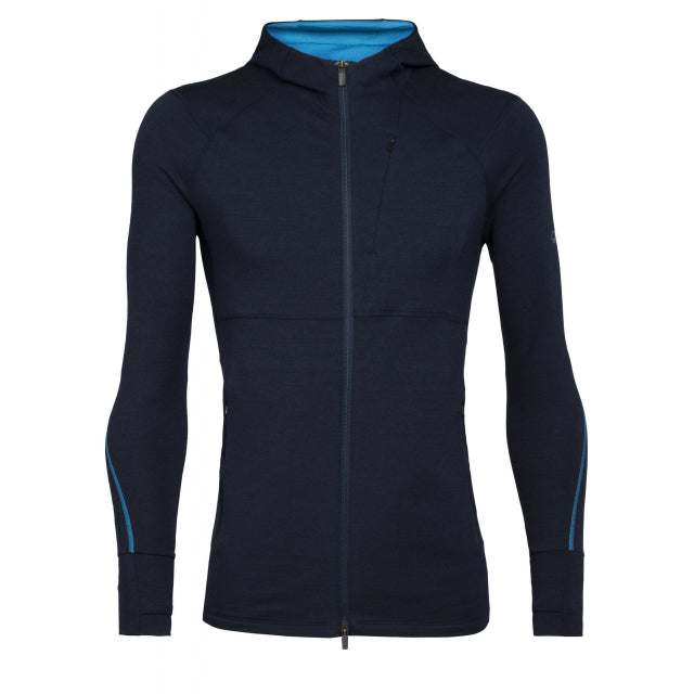 Men's Merino Quantum II Long Sleeve Zip Hood Jacket - Lightweight Thermal Winter Coat for Hiking, Camping & Outdoor Activities