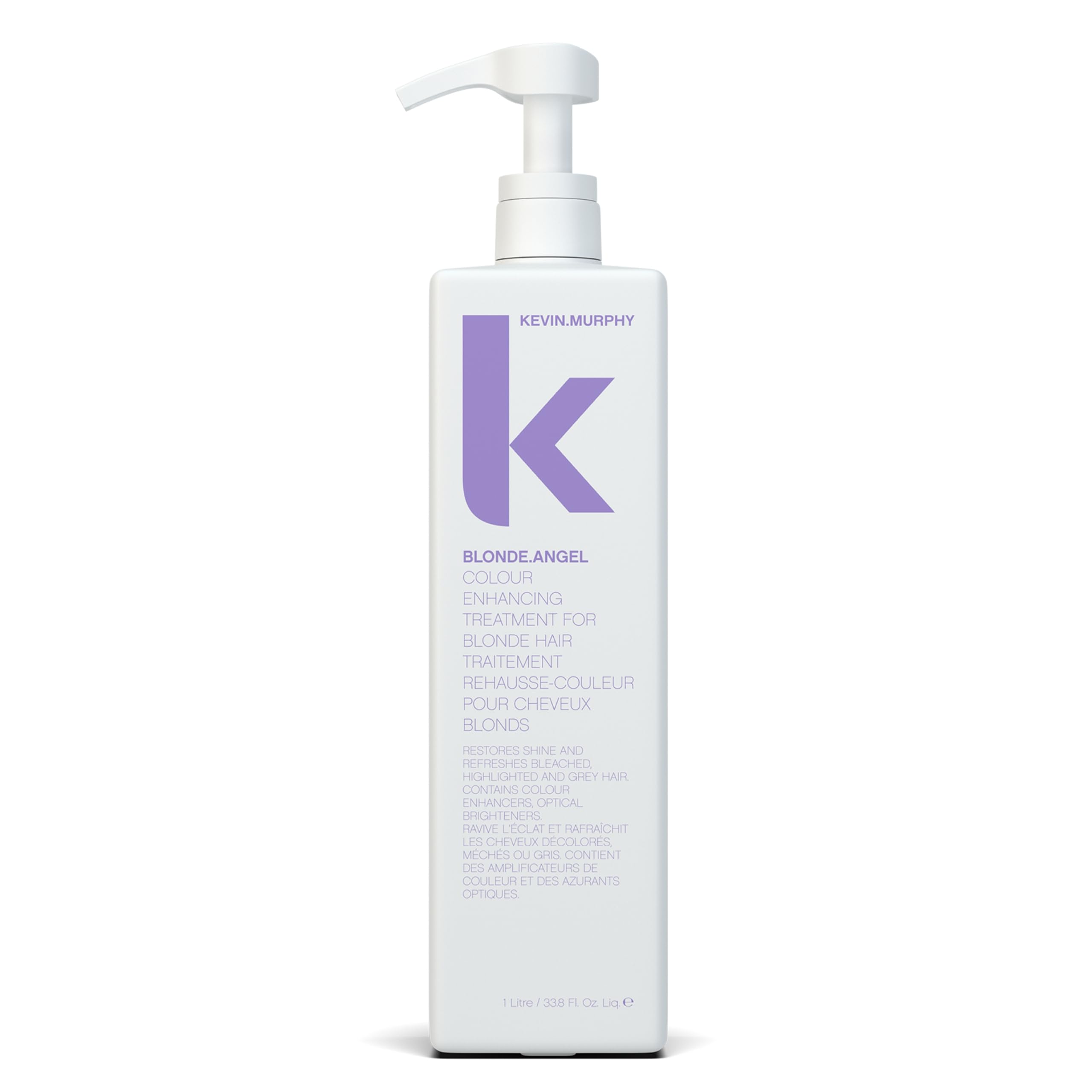 KEVIN.MURPHY BLONDE.ANGEL Blonde Color Conditioner for Bleached, Highlighted & Grey Hair - Moisturizing Purple Shampoo for Blonde Hair - Color Safe Hair Treatment (1000mL/33.8oz) - Perfect for Salon & Home Use to Maintain Vibrant Blonde Tones