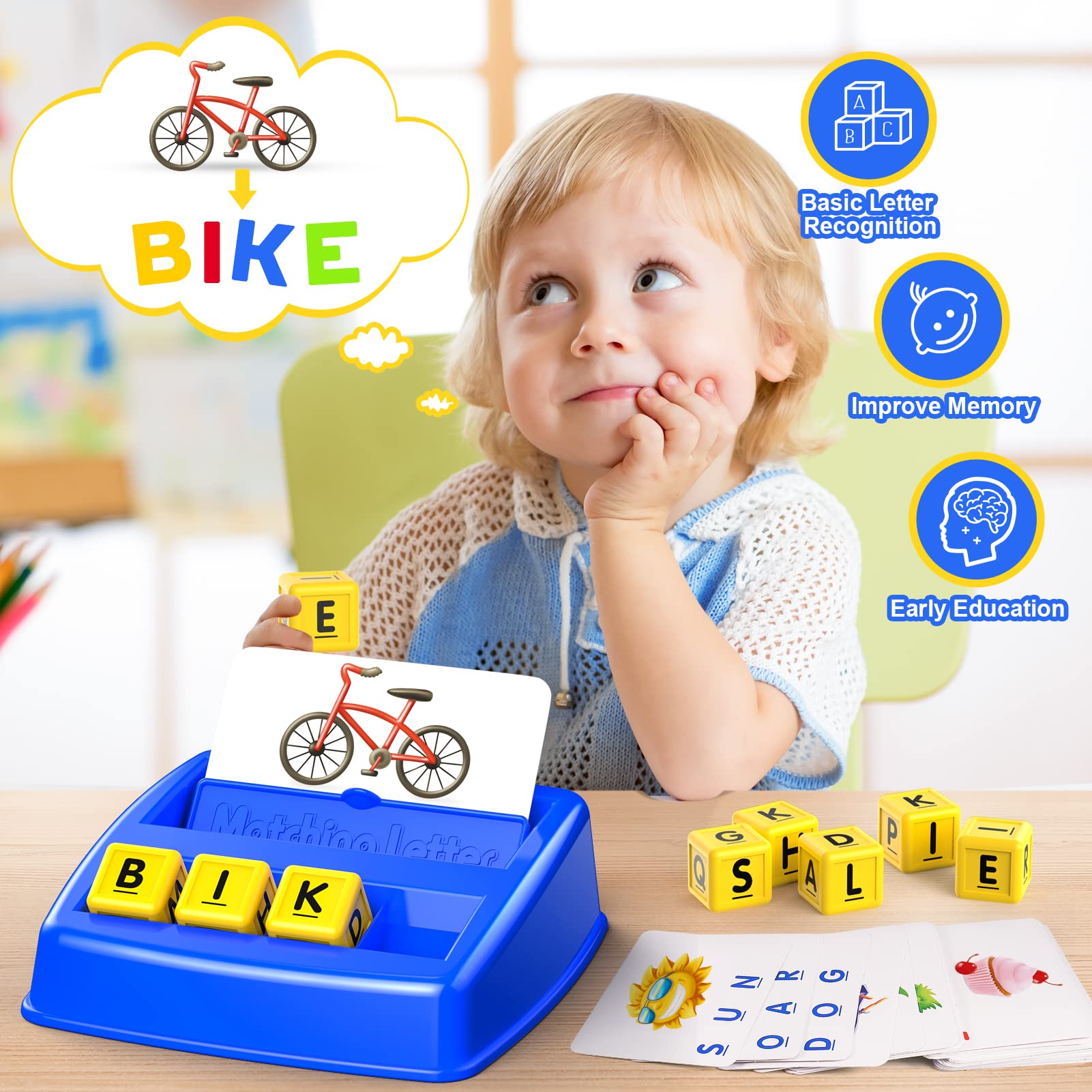 Educational Spelling Games for Kids Ages 3-8 | Matching Letter Learning Toys for Boys & Girls | Fun Preschool Classroom & Homeschool Learning Activities