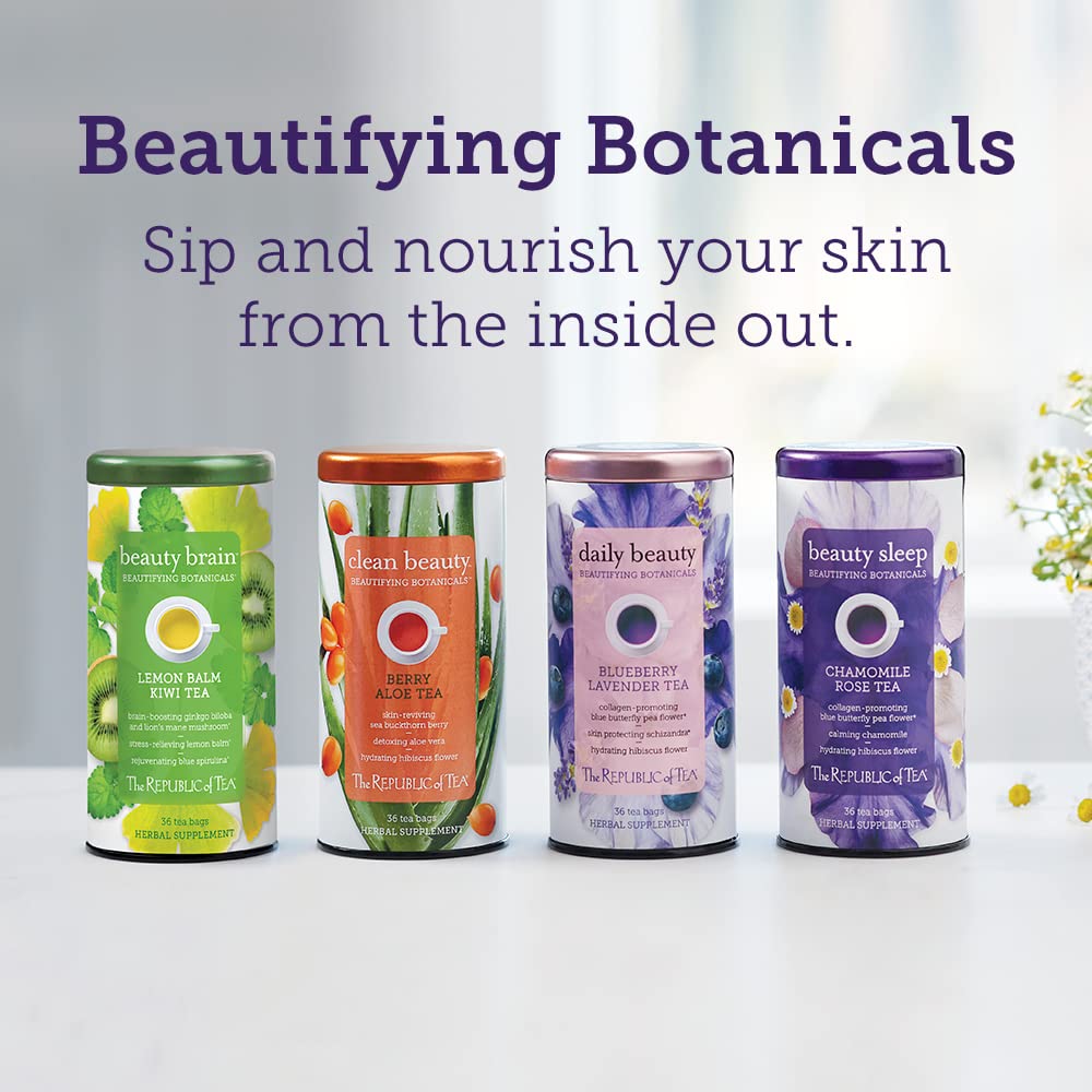 The Republic of Tea Beautifying Botanicals® Beauty Sleep Herbal Tea - 250 Tea Bags, Caffeine-Free Relaxation Blend with Chamomile & Lavender for Stress Relief & Better Sleep - Perfect for Nighttime Rituals & Self-Care Routines