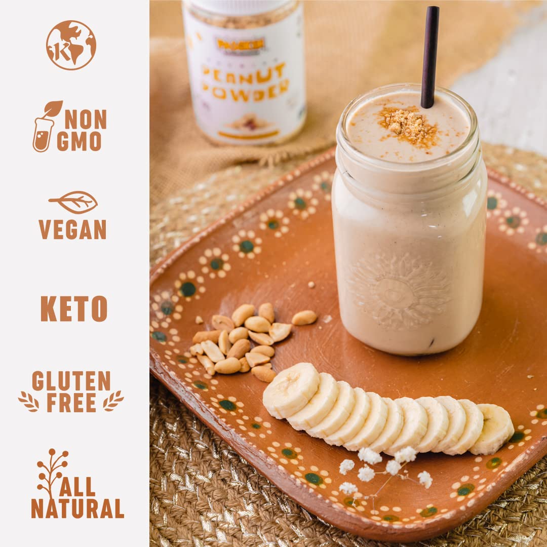 Pasokin 100% All-Natural Powdered Peanut Butter - Gluten Free, Non-GMO, Keto-Friendly Peanut Powder from Roasted Cold-Pressed High Oleic Peanuts - No Sugar Added, Plant-Based Protein (2 LB Bulk) - Perfect for Smoothies, Baking & Low-Carb Diet