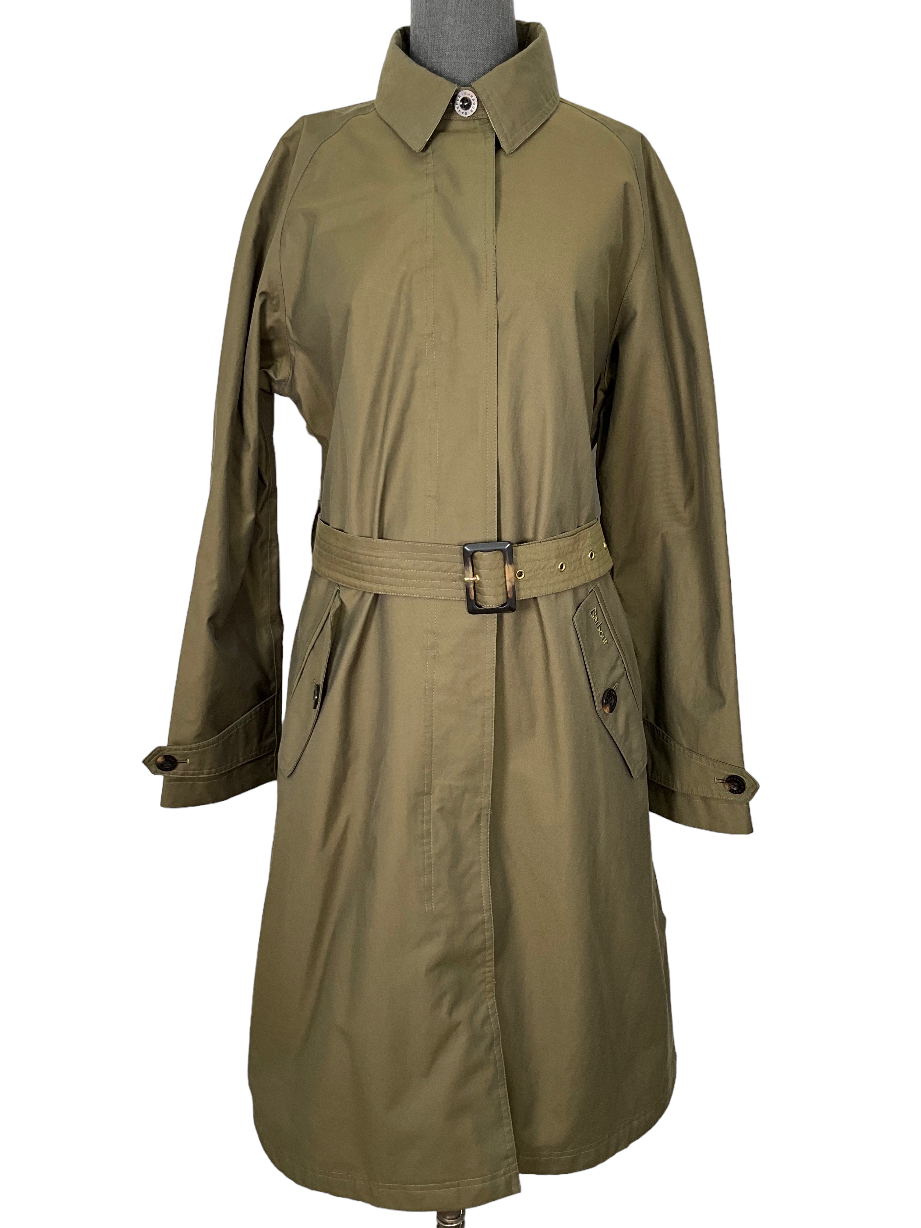 Barbour Olive Green Waterproof Trench Coat for Men - Size US Large (L) - Classic Raincoat for Outdoor Activities & Urban Fashion