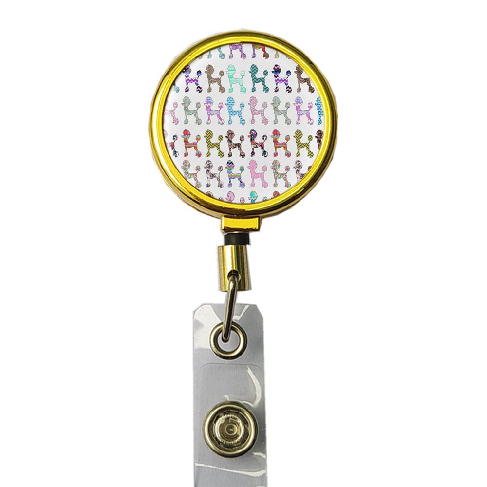 BlackKey Poodle Dog Retractable ID Badge Holder with Lanyard & Clip - for Office & Security Use