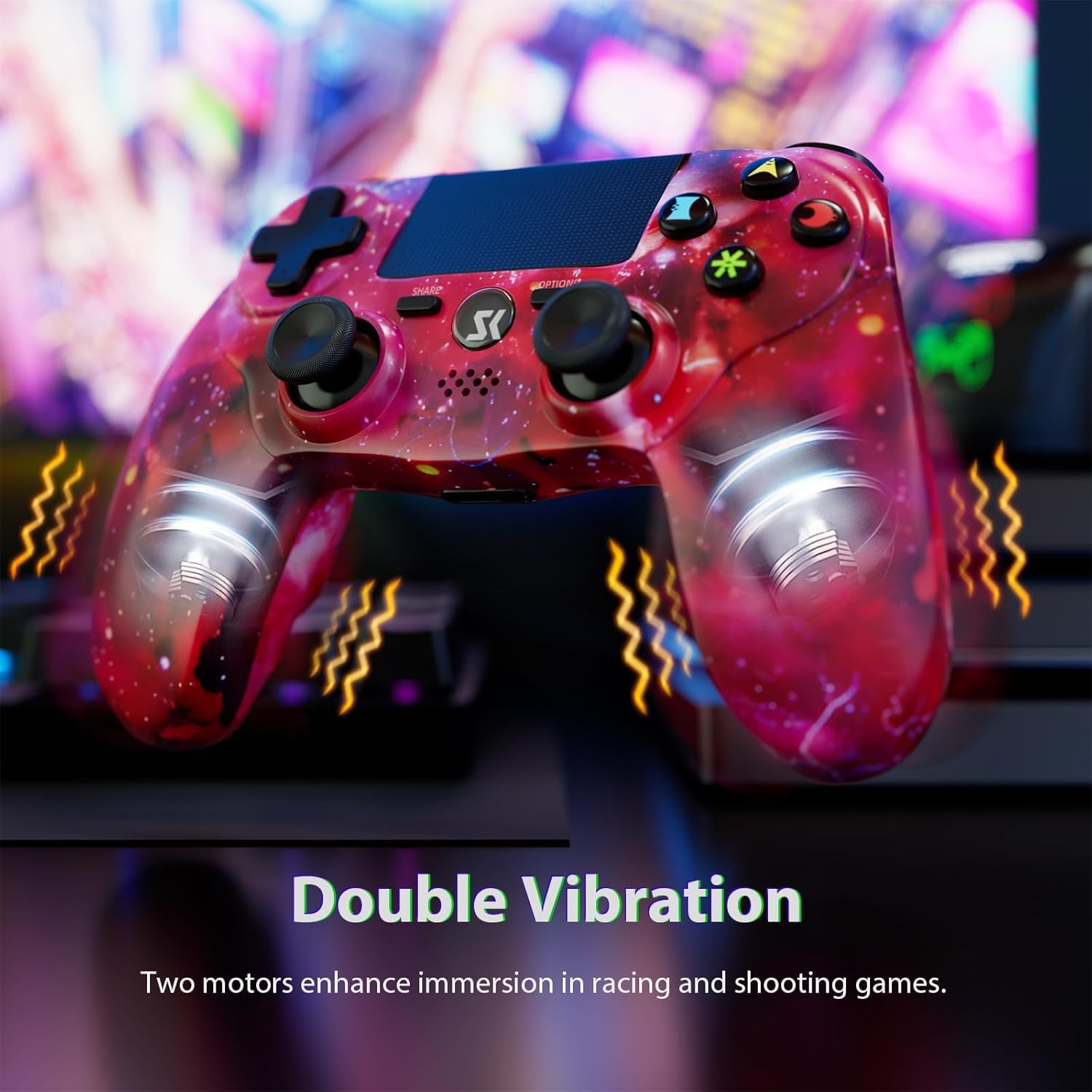 Wireless PS4 Controller 2 Pack - Compatible with Sony PlayStation 4, PS4 Slim & PS4 Pro - Dual Shock Gamepad with Vibration, Motion Sensor, Touch Pad, Built-in Speaker & 3.5mm Audio Jack - 800mAh Rechargeable Battery - Perfect for Gaming, Streaming & Multiplayer Sessions