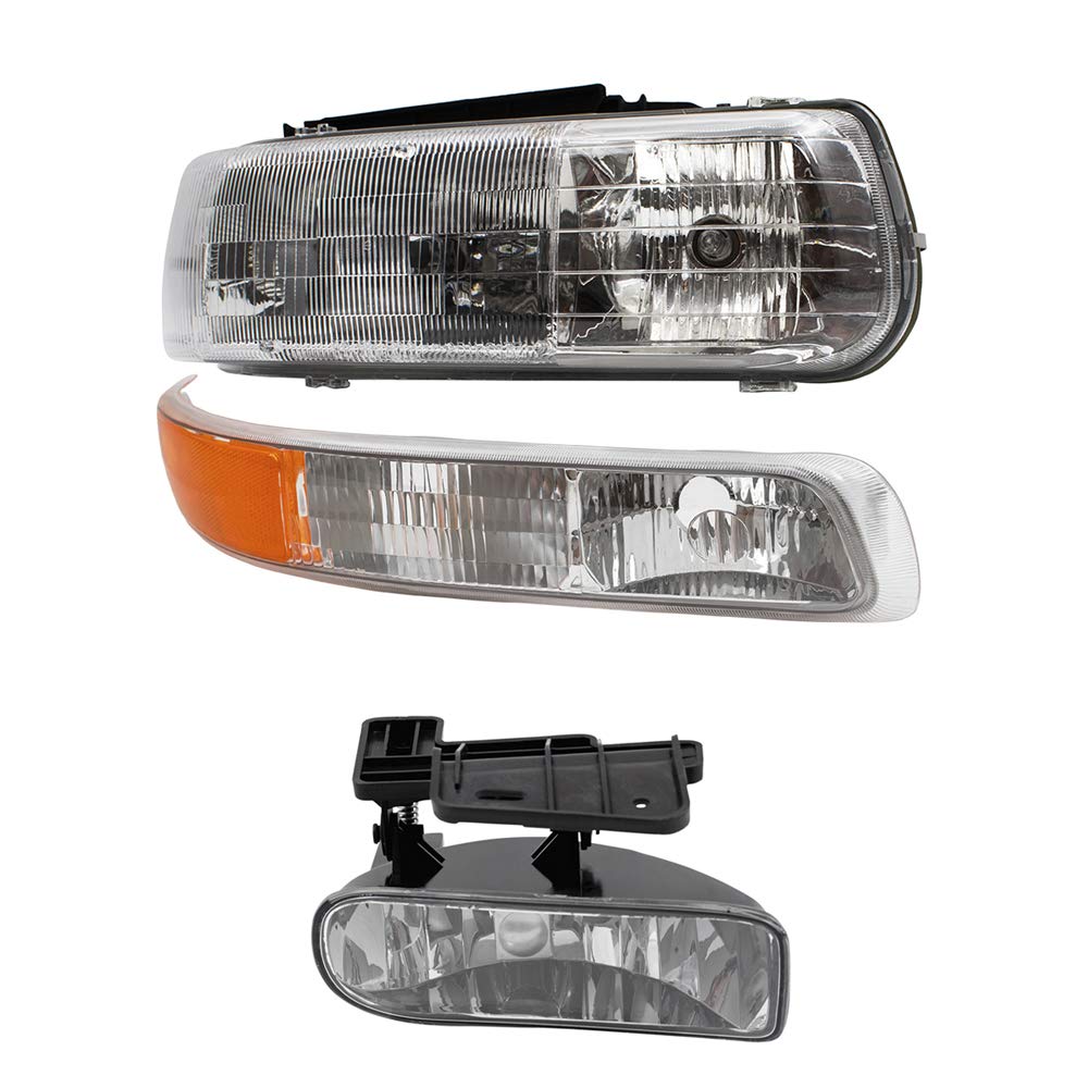 Brock Replacement 6-Piece Headlight Kit - Compatible with 1999-2002 Chevy Silverado Pickup Truck - Includes Fog Lights & Side Marker Lights - Perfect for Night Driving & Off-Road Adventures