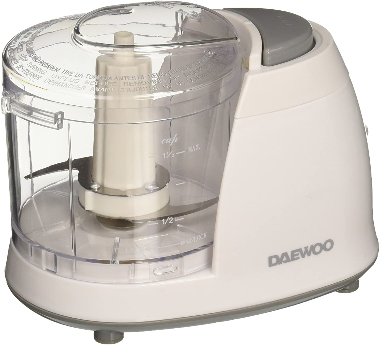 Daewoo 100W Mini Food Chopper - 1.5 Cup Compact Electric Chopper & Blender - 220V White (Not for USA) - Perfect for Chopping Nuts, Herbs & Making Baby Food