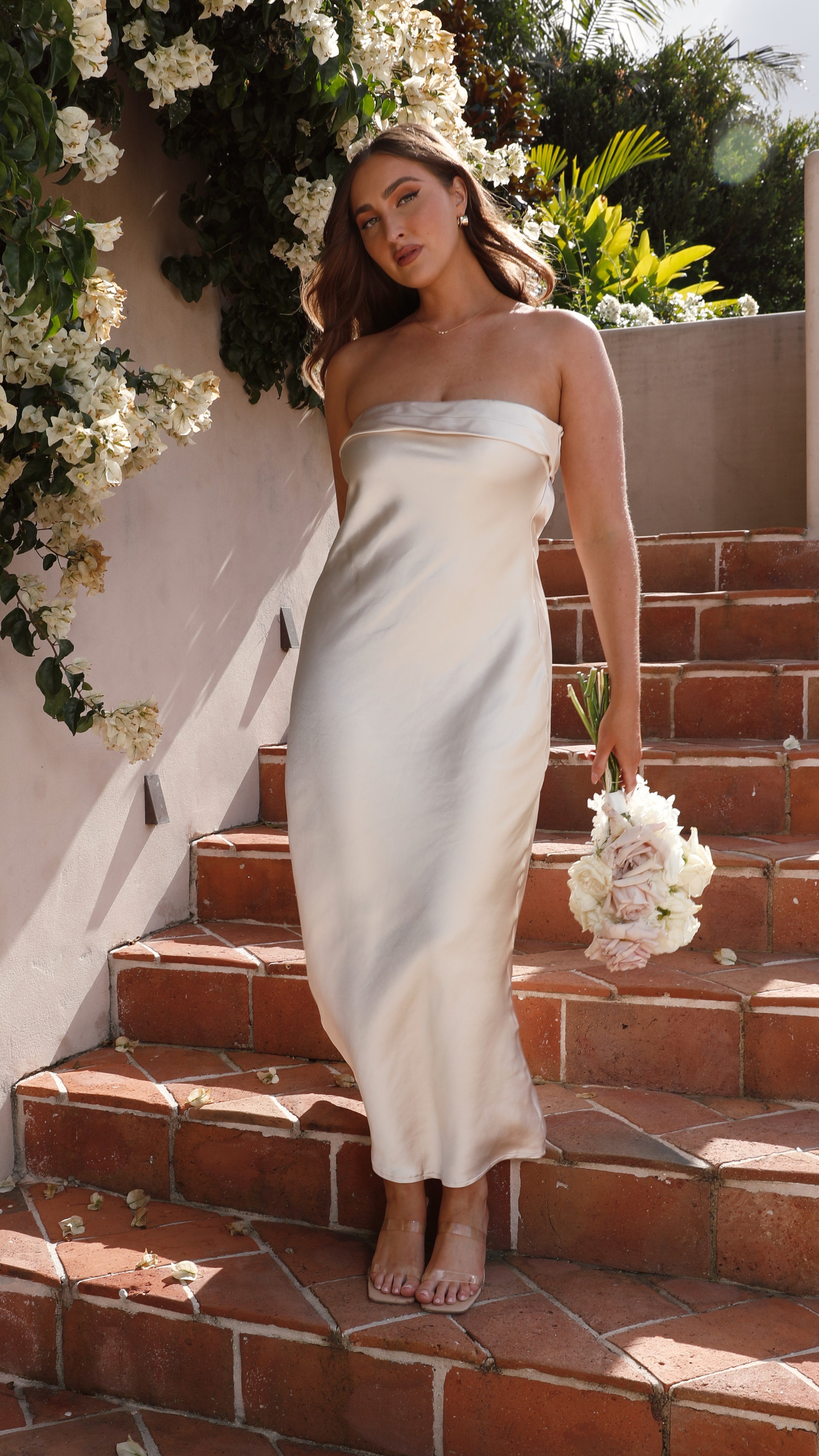 Elegant Gisele Maxi Dress in Champagne - Perfect for Weddings, Parties & Special Occasions
