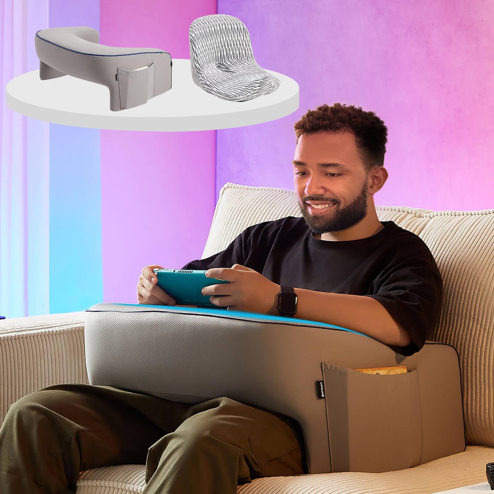 **Extra Large Memory Foam Reading Pillow for Adults - Gaming, Bed Rest & Office Chair Cushion - Ergonomic Support for Tailbone Pain Relief - Perfect for Reading, Working & Relaxing at Home**