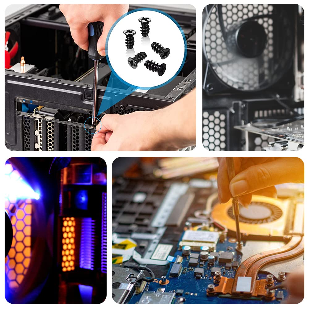 100 Pcs M5 x10 Black Computer Cooling Fan Mount Screws - PC Case Fan Screws for Optimal Airflow & Cooling Performance - Perfect for Gaming PCs, Workstations & DIY Computer Builds