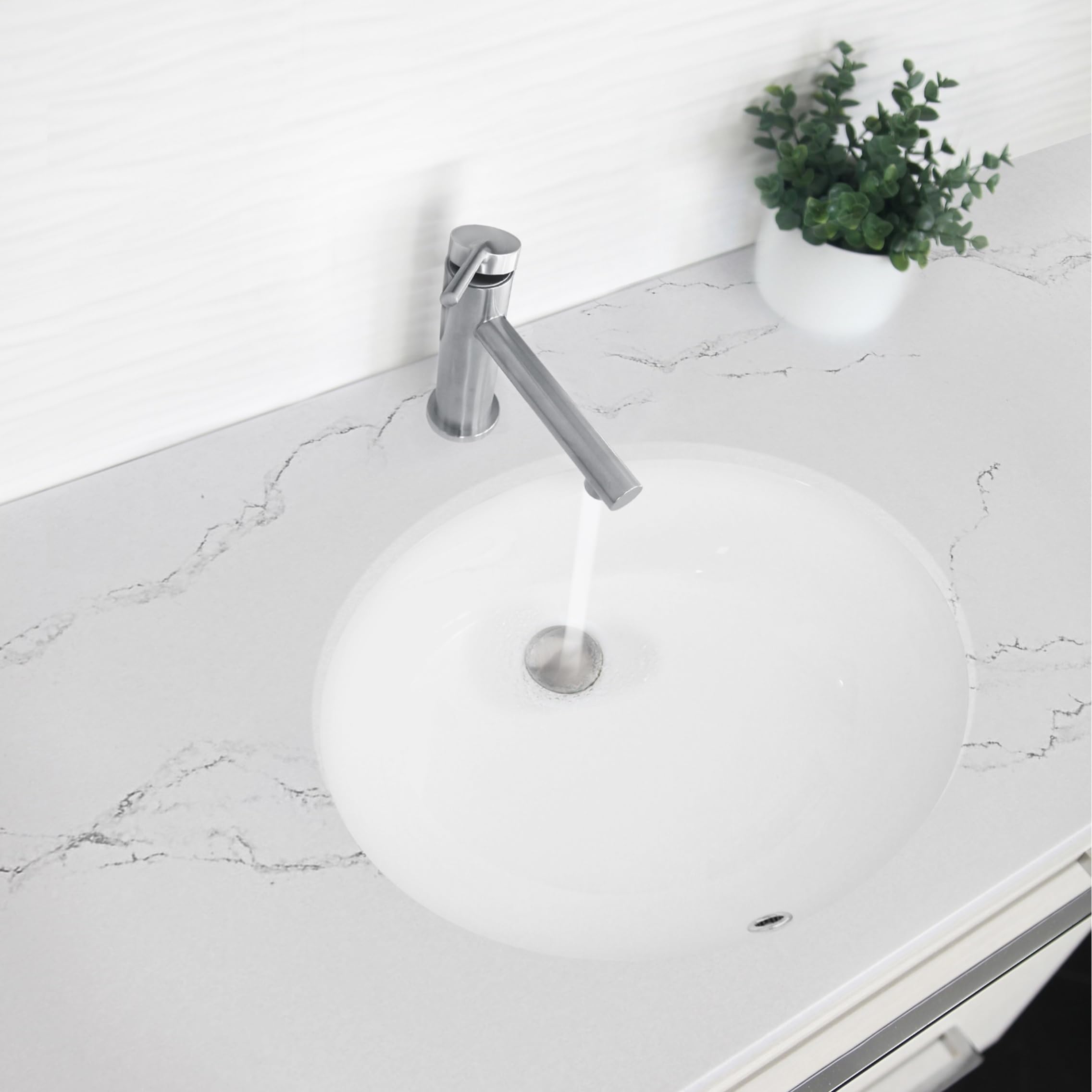 Stylish Single Handle Bathroom Faucet - Solid Stainless Steel Construction, 1 Hole Vessel Sink Faucet with Brushed Finish (Model B-123S) - Perfect for Modern Vanities, Powder Rooms & Luxury Bathroom Upgrades