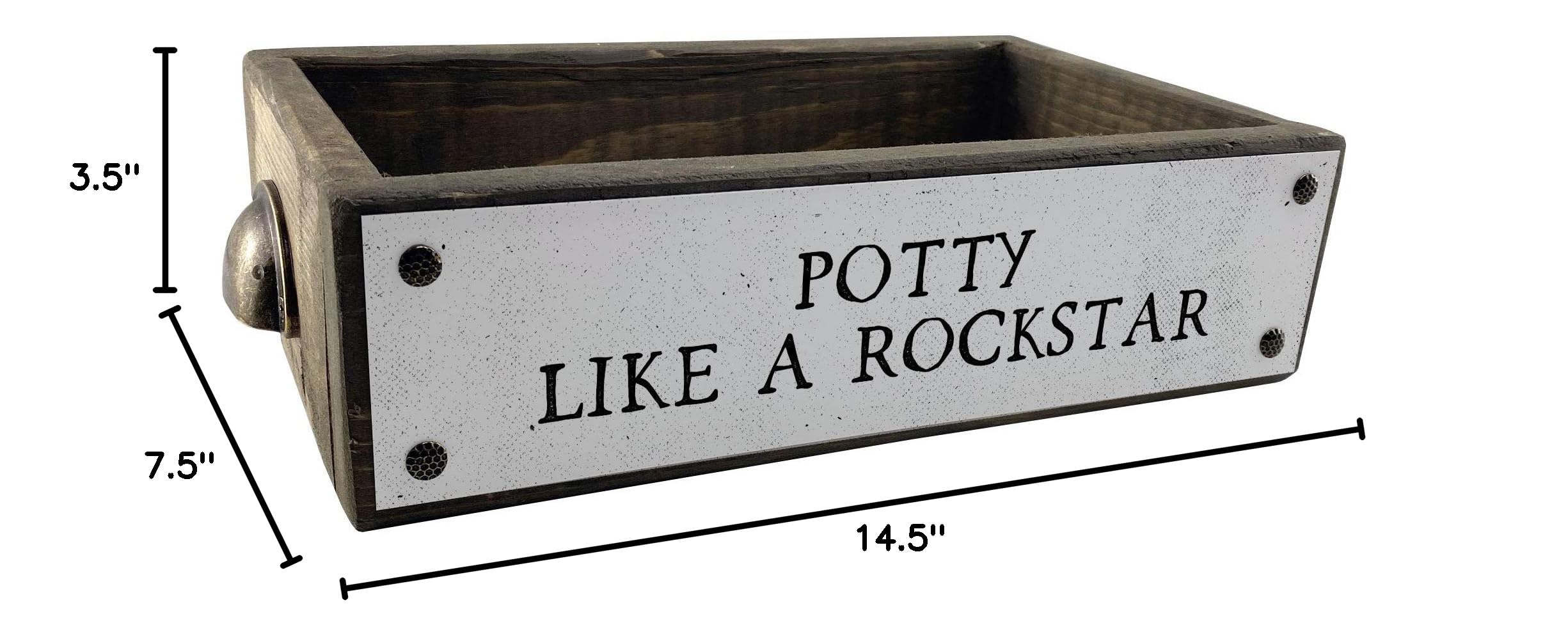 ANVEVO Potty Like A Rockstar - Rustic Farmhouse Wooden Toilet Paper Holder & Diaper Caddy - Funny Bathroom Decor Box with Sayings - Perfect for Nursery, Farmhouse Style Bathrooms & Gift Ideas