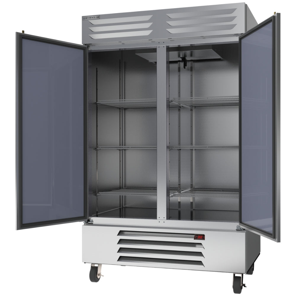 Beverage Air 52 Inch Commercial Reach-In Refrigerator - 2 Solid Door with Bottom Mount Compressor - Perfect for Restaurants, Bars, and Catering Businesses
