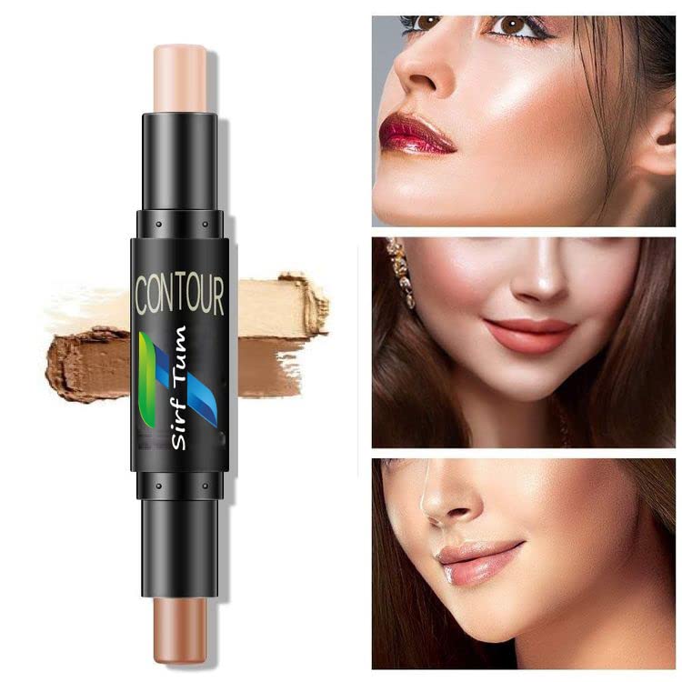 SIRF TUM 7-in-1 Highlighter & Contour Stick Cream + Cherry Lip Balm Set - Natural Lip Care for Women & Girls | Perfect for Everyday Makeup & On-The-Go Touch Ups