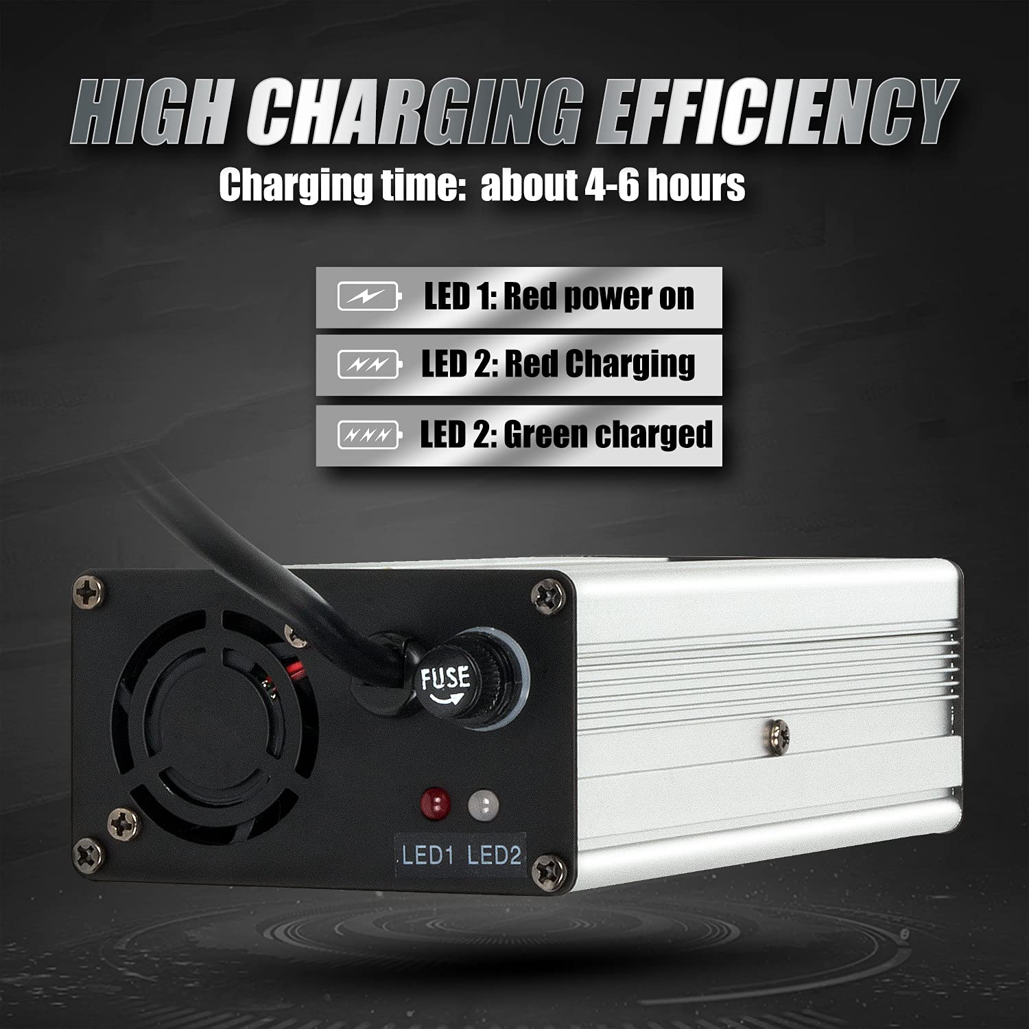 36V 5A Golf Cart Battery Charger with Crow Foot Plug - Compatible with EZGO, Club Car, Yamaha - Perfect for Home, Golf Course & RV Use