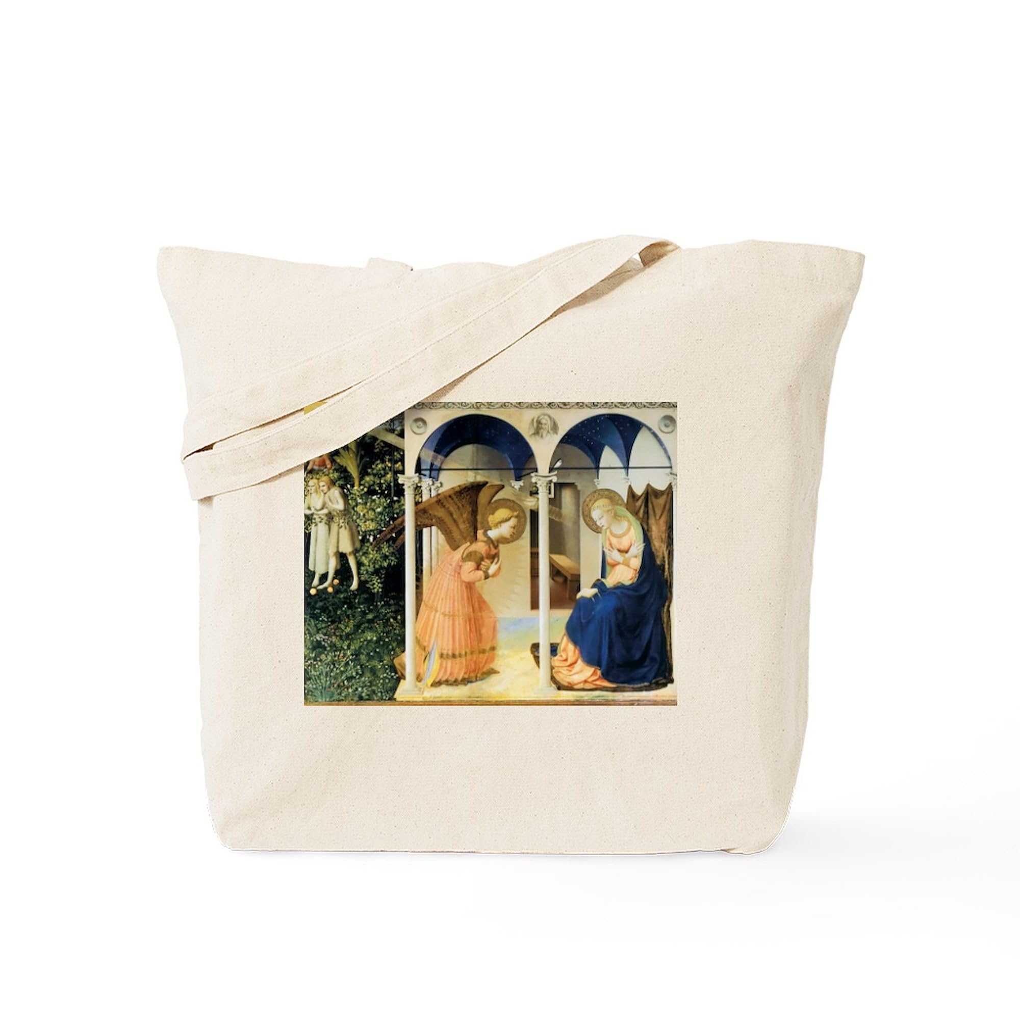 Fra Angelico The Annunciation Tote Bag - Natural Canvas Reusable Shopping Bag for Groceries, Beach & Everyday Use