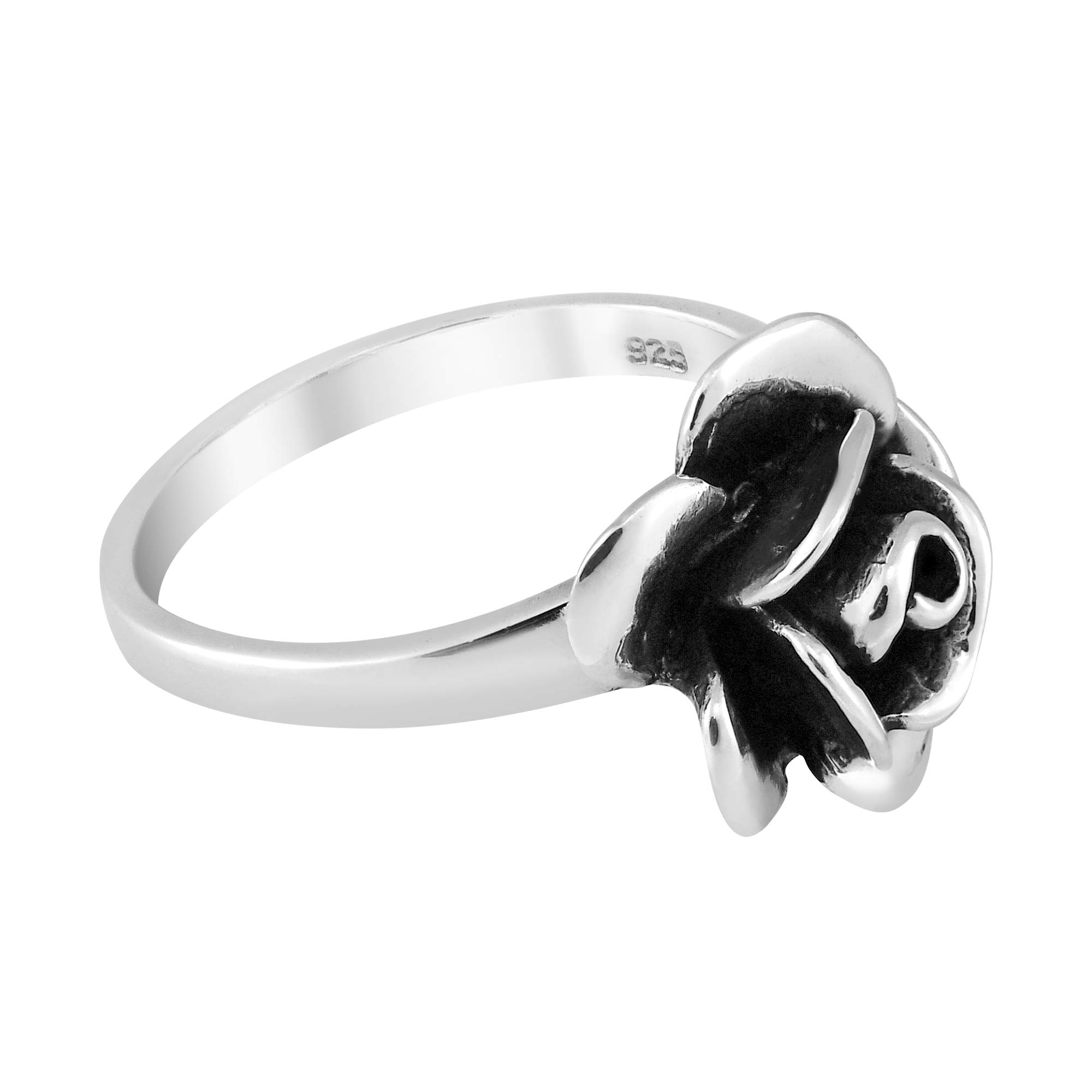 Forever Enchanted Blooming Rose .925 Sterling Silver Band Ring for Women - Elegant Floral Jewelry Gift for Anniversary, Valentine's Day & Special Occasions