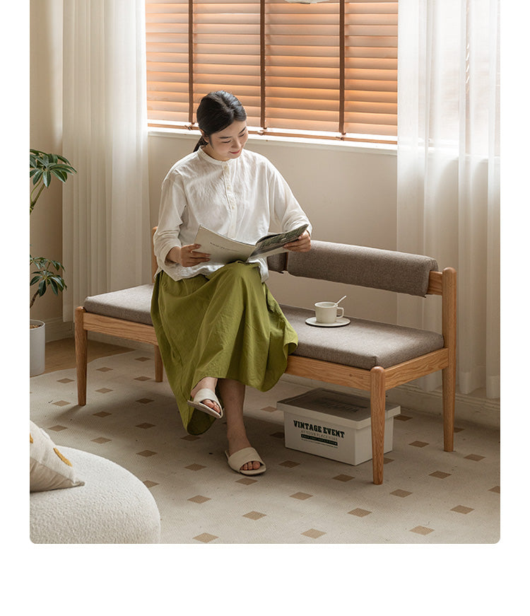 Solid Oak & Black Walnut Wooden Soft Bench - Handcrafted Wooden Stool for Entryway, Bedroom, Living Room & Outdoor Use