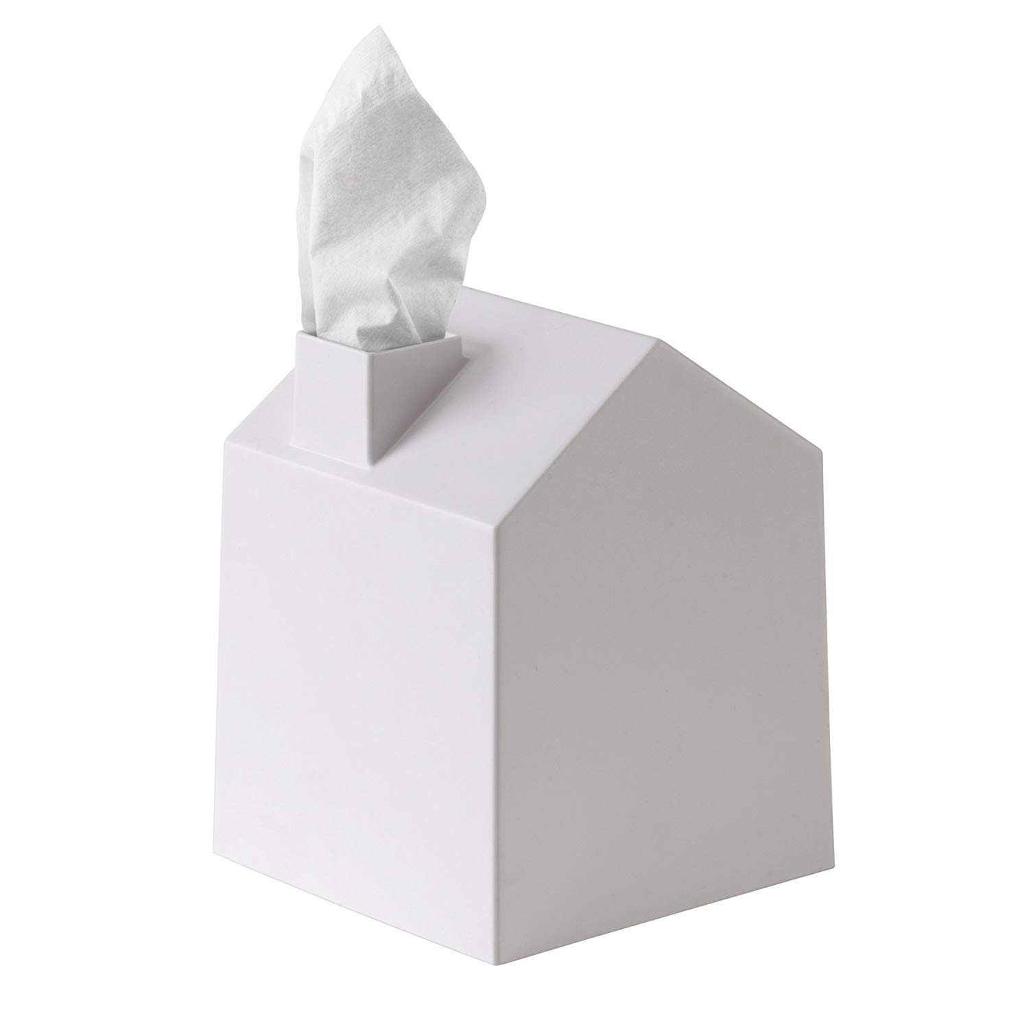Umbra Casa House-Shaped Tissue Box Cover - Stylish Square Tissue Holder for Bathroom, Bedroom & Office Decor - White Home Accessory | Perfect for Living Room, Guest Room & Spa Decorations
