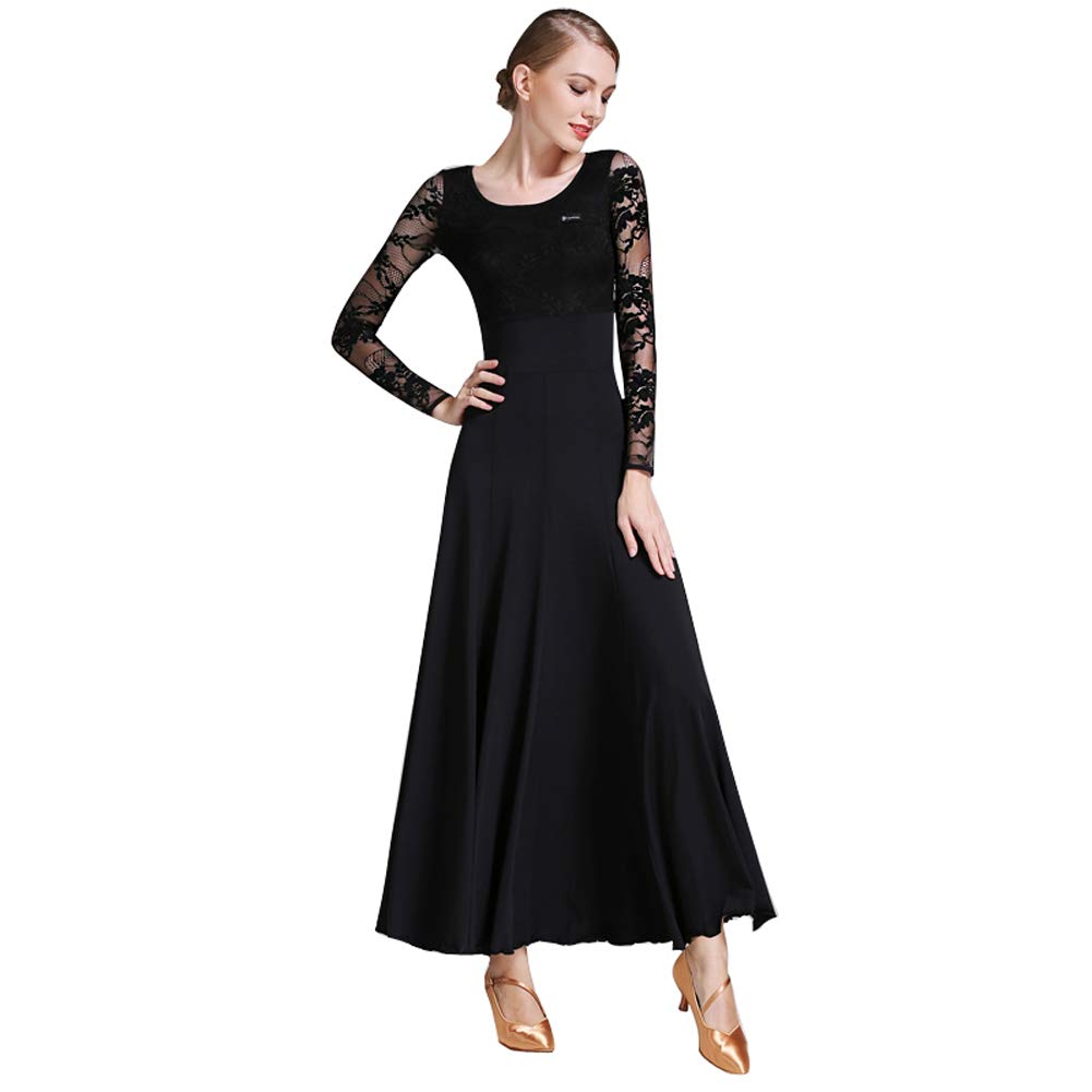 Elegant Ballroom Dance Dresses for Women - Smooth Waltz & Tango Gown with Lace Long Sleeves - Perfect for Swing Dancing & Competition Outfits | Ideal for Dance Performances, Social Events & Professional Competitions