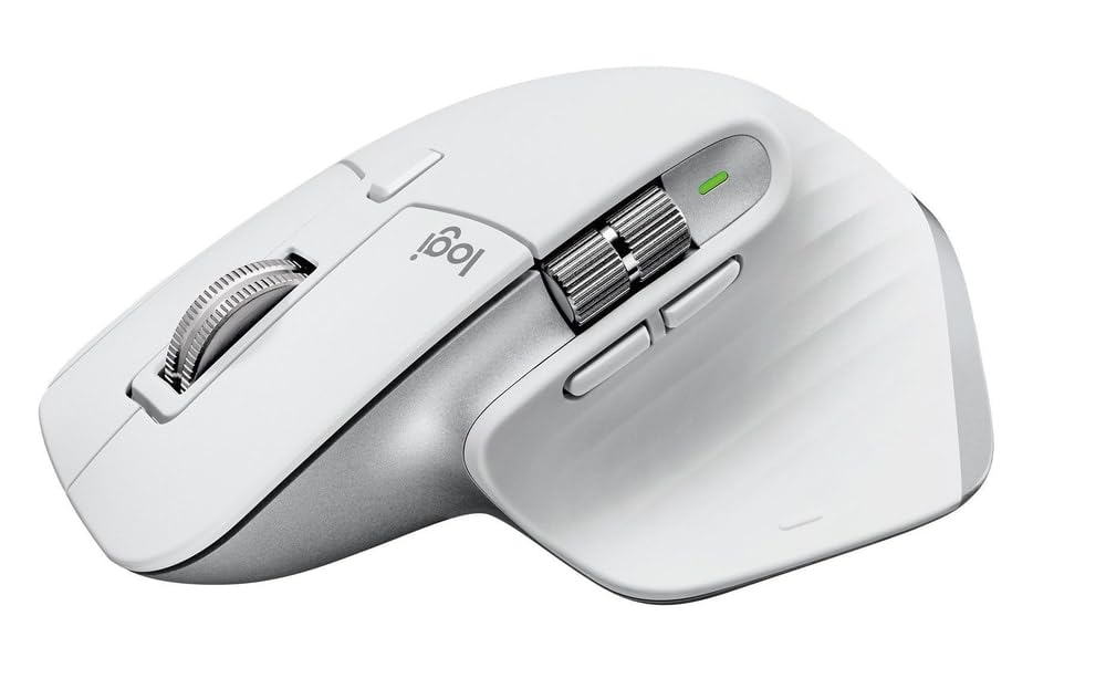Logitech MX Master 3S Wireless Bluetooth Mouse for Mac - Ergonomic Design, Ultra-Fast Scrolling, 8K DPI Precision, Glass Surface Tracking, Silent Clicks, USB-C Charging - Compatible with MacBook, iPad (Pale Grey) - Perfect for Graphic Design, Video Editing & Office Work