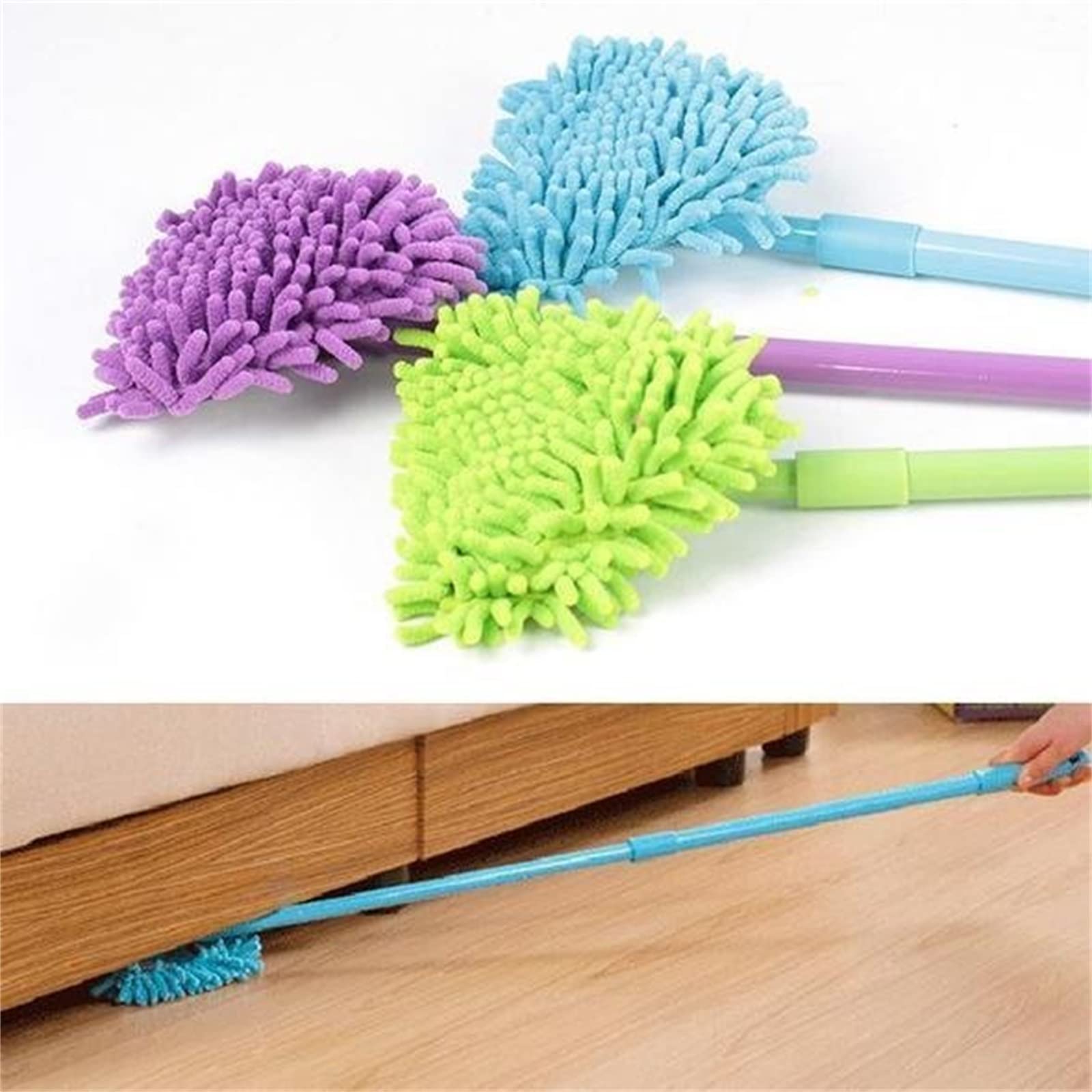 2022 New 180° Rotatable Adjustable Triangle Cleaning Mop with 2 Microfiber Replacement Heads - Wet & Dry Multi-Surface Mop for Bathroom, Floor, Wall, Bed - Perfect for Hardwood, Tile & Glass Cleaning (Blue)