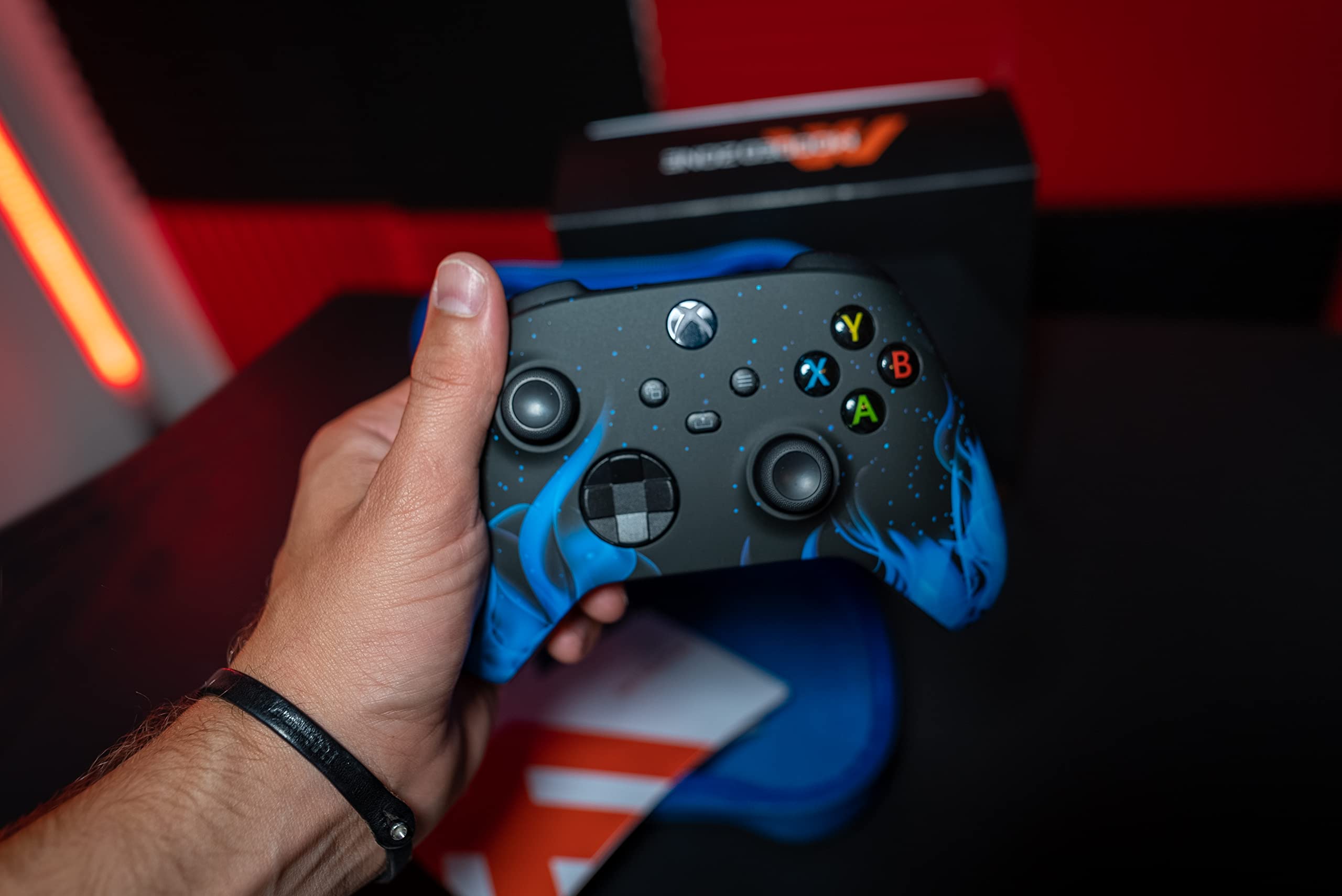 Smart Rapid Fire Custom Modded Controller for Xbox One S - Soft Touch Blue Face, Wireless FPS Gaming Controller with Phone App Control, Perfect for Call of Duty, Fortnite & Competitive Gaming