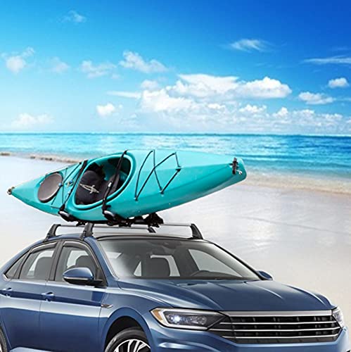 TMS Aluminum Folding Universal Roof Rack Carrier for Kayak, Canoe, Surfboard, Paddleboard & Ski - Heavy Duty Truck SUV Car Roof Crossbar Mount with Straps (One Side) | Perfect for Outdoor Adventures, Road Trips & Water Sports