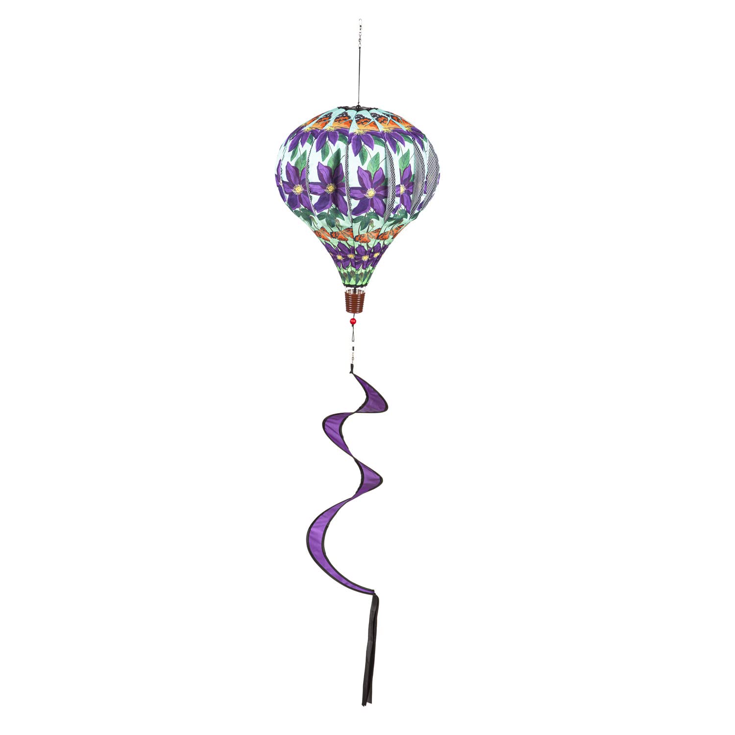 Evergreen Home Clematis Burlap Balloon Spinner - 15 x 55 x 15 Inches Durable Garden Decor for Outdoor Patio, Wedding & Party Decoration