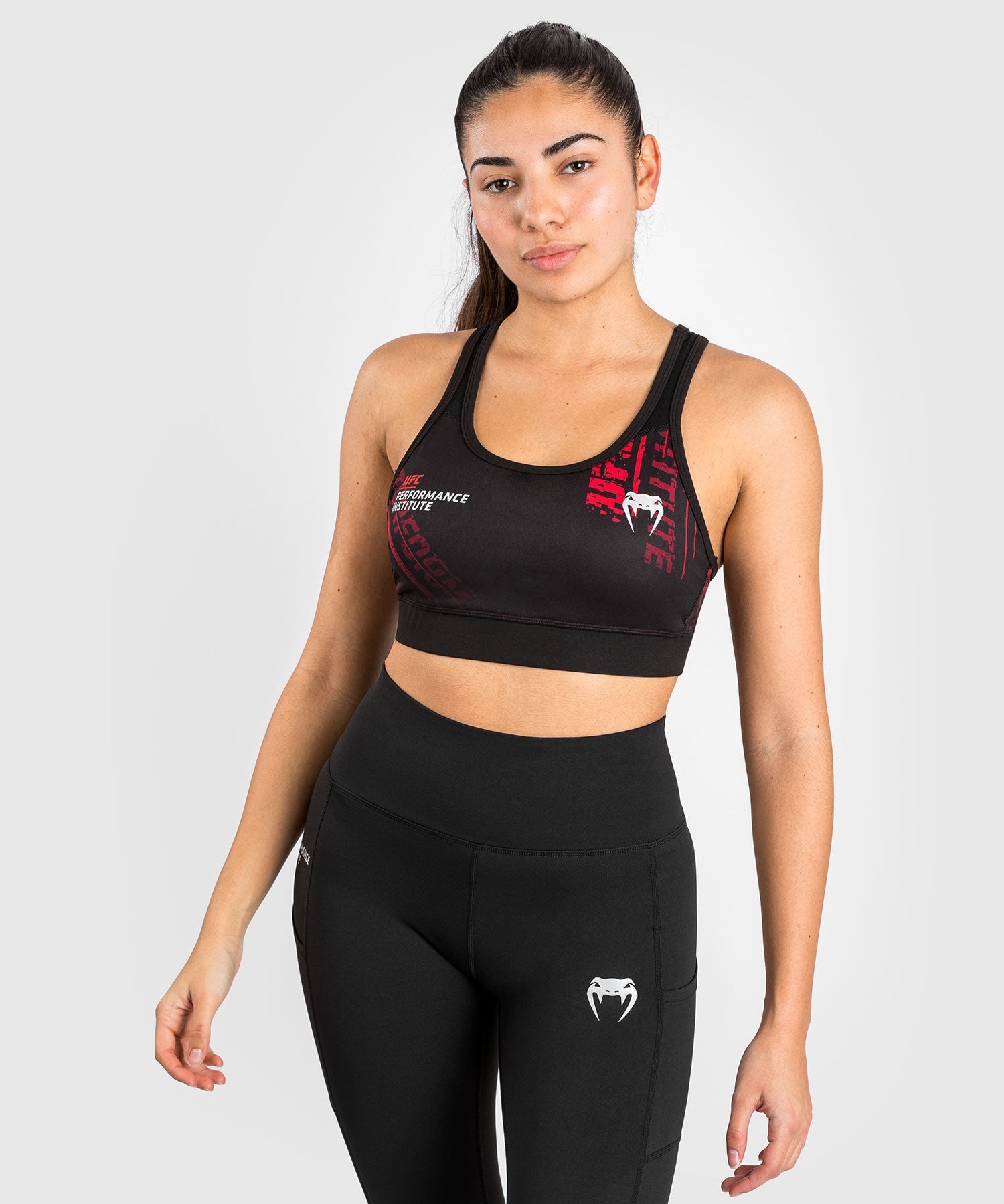 UFC Performance Institute 2.0 Women's High-Performance Sports Bra - Black/Red - Perfect for MMA Training, CrossFit & Intense Workouts