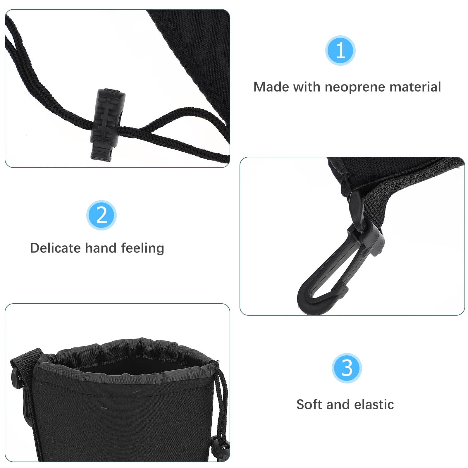2-Pack Shockproof Neoprene DSLR Camera Lens Pouch Bag - Waterproof Drawstring Lens Case for Canon Nikon Sony Lenses - Perfect for Travel, Hiking & Photography Storage