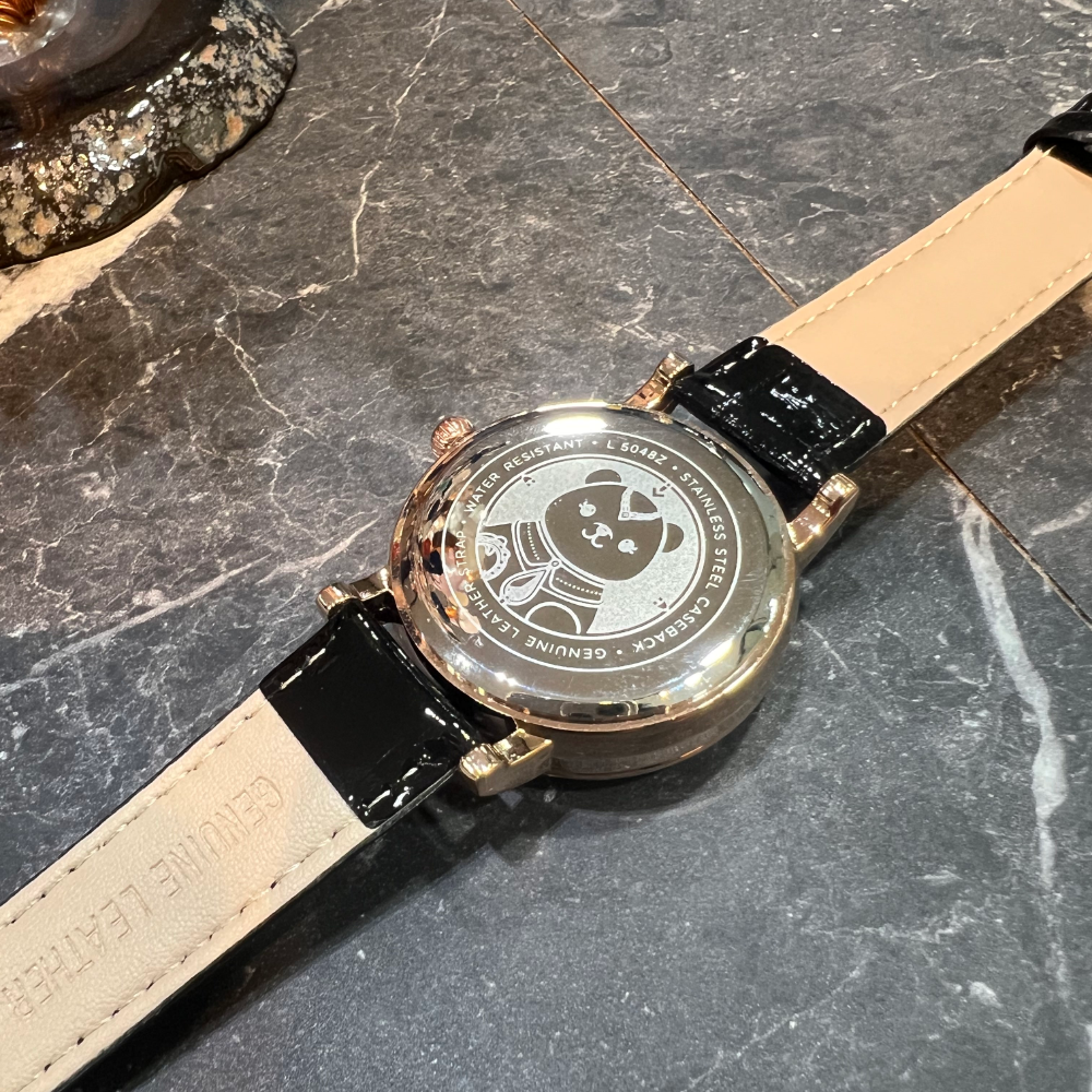 AG Collective Women's Black Leather Strap Watch L 5048 RGBK RG - Elegant Timepiece for Office, Party & Everyday Wear