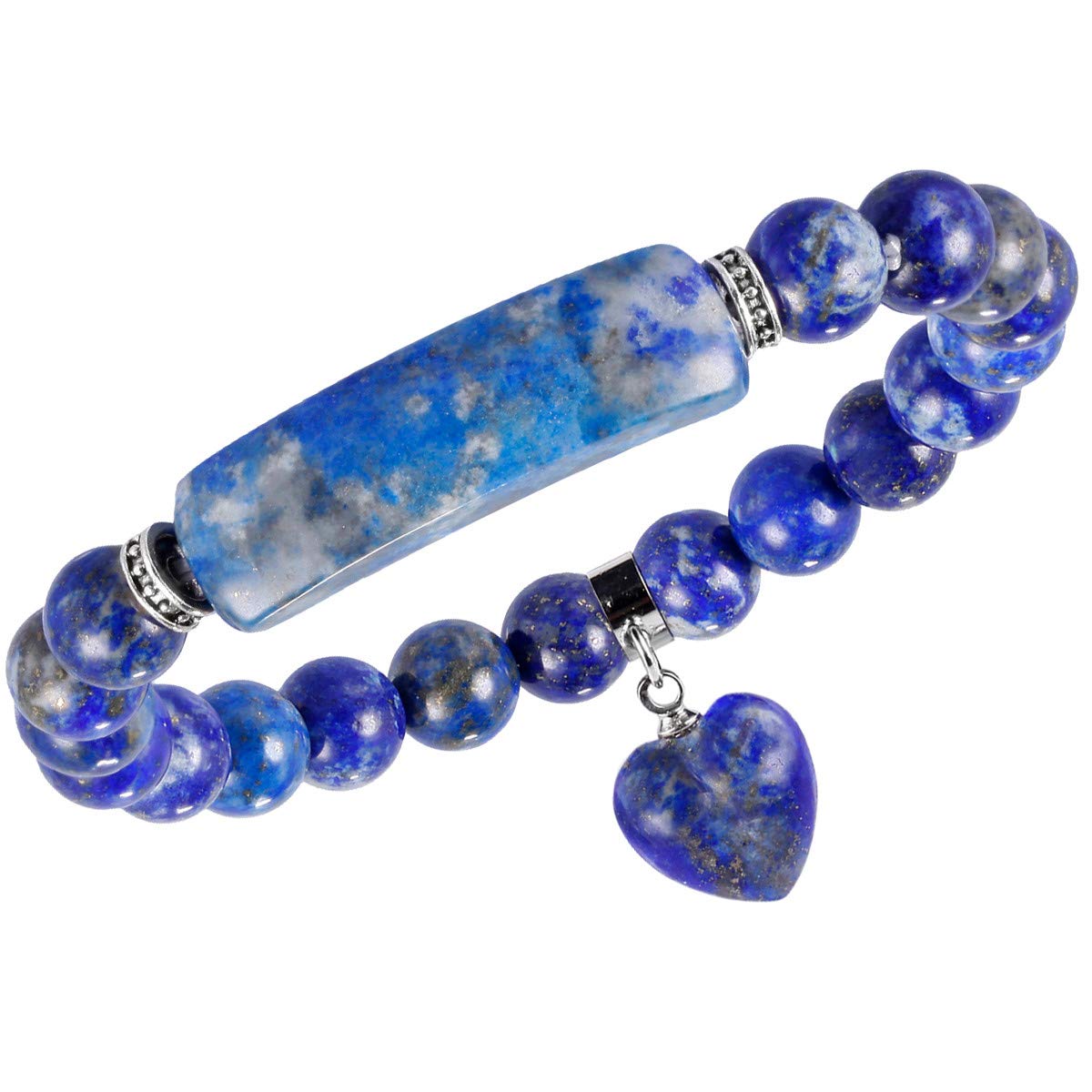 Healing Stone Bracelet with 8mm Chakra Crystal Beads & Heart Charm - Handmade Energy Bracelet for Women - Perfect for Meditation, Yoga & Spiritual Healing