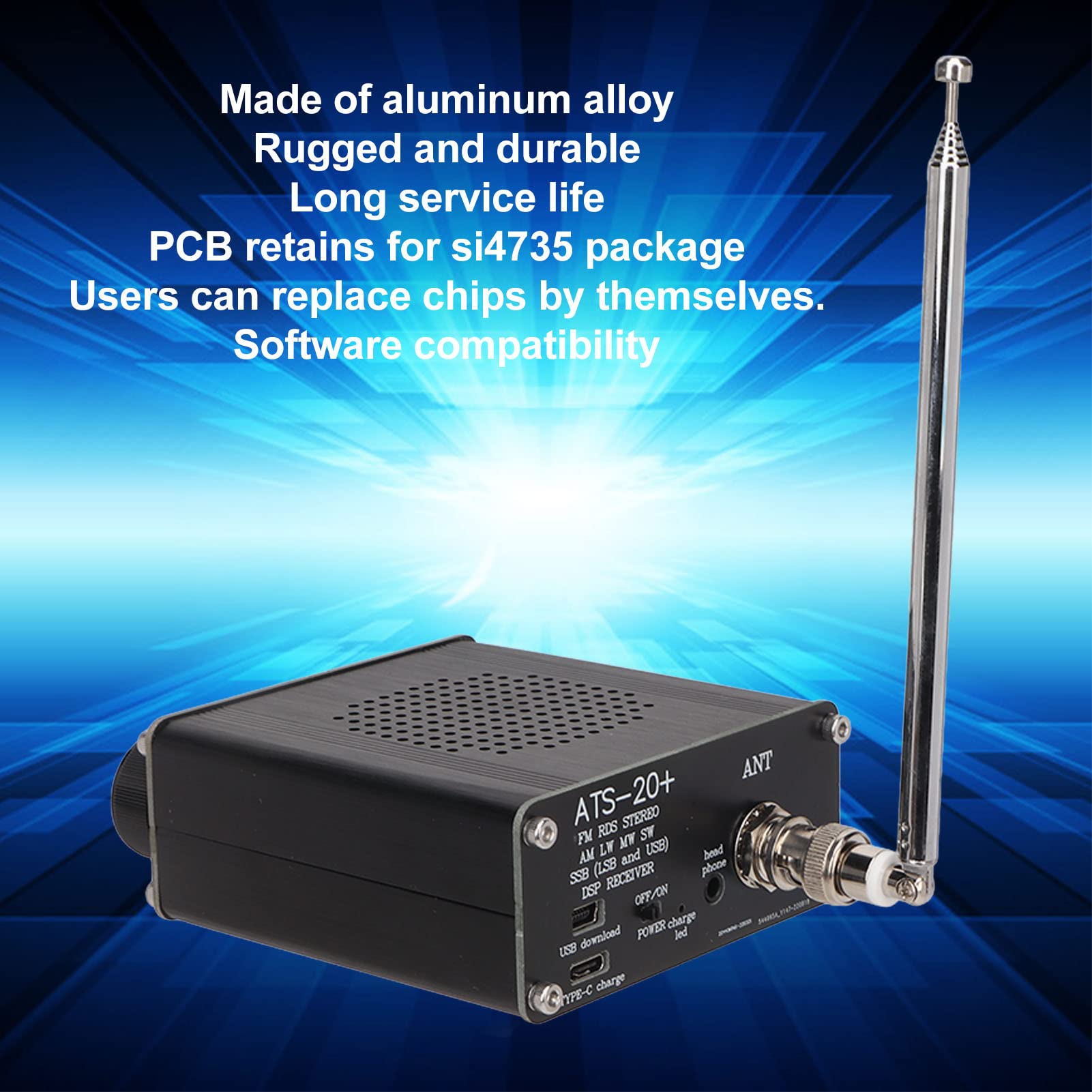 ATS-20+ Full Band Radio Receiver with High Sensitivity - FM/AM/World Band Portable Radio for Outdoor, Camping, Home & Emergency Use