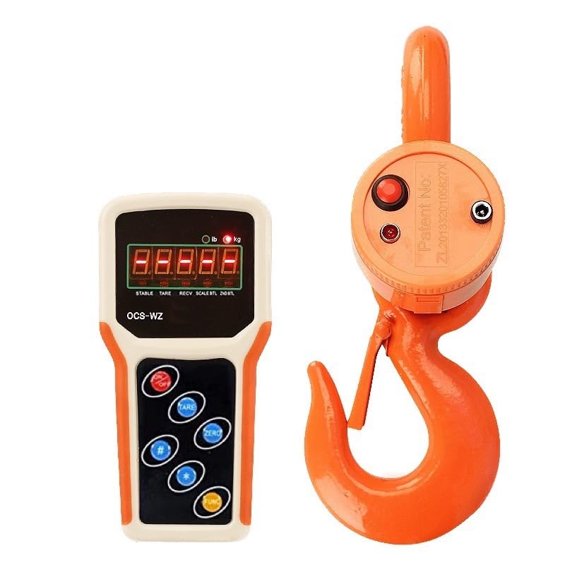 **5000kg (11000lb) Wireless Digital Crane Scale with Remote - Heavy Duty 5T Industrial Hanging Scale, Rechargeable Battery, 2kg Division, Includes Shackle & Hook, Handheld Meter - Perfect for Construction, Warehousing & Shipping**