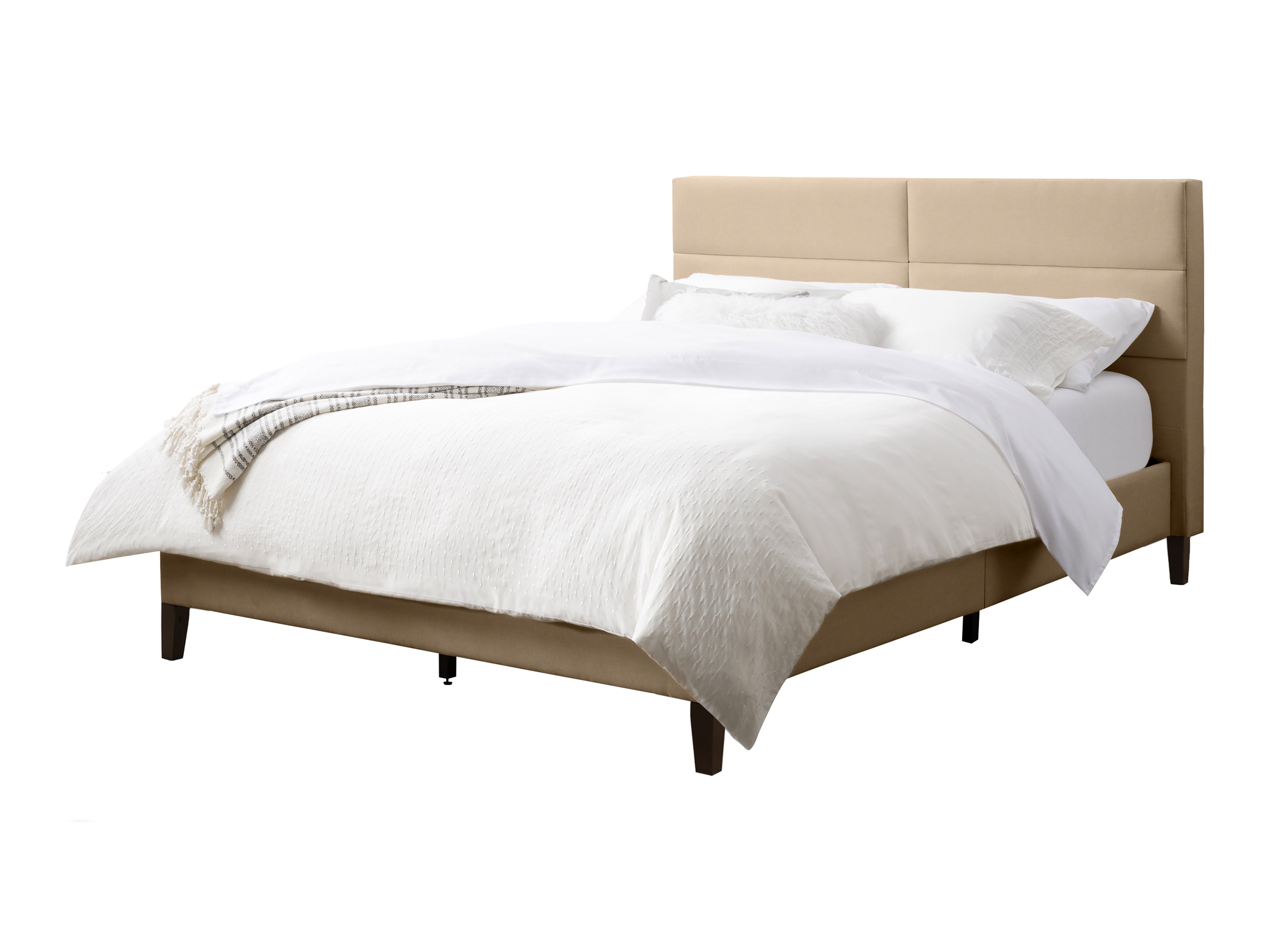 Luxury Beige Upholstered Queen Size Bed Frame with Tufted Headboard - Elegant Bedroom Furniture for Master Suite, Guest Room & Apartment Decor