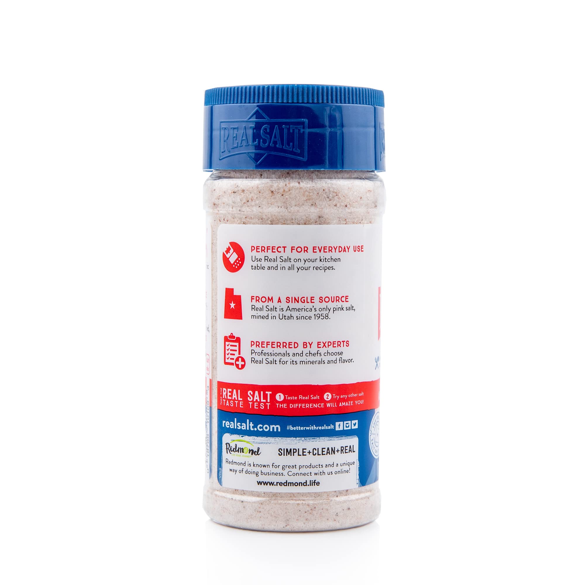 Redmond Real Sea Salt - Natural Unrefined, Gluten-Free Fine Grain Salt, 10oz Shaker (1 Pack) - Perfect for Cooking, Baking & Seasoning Dishes