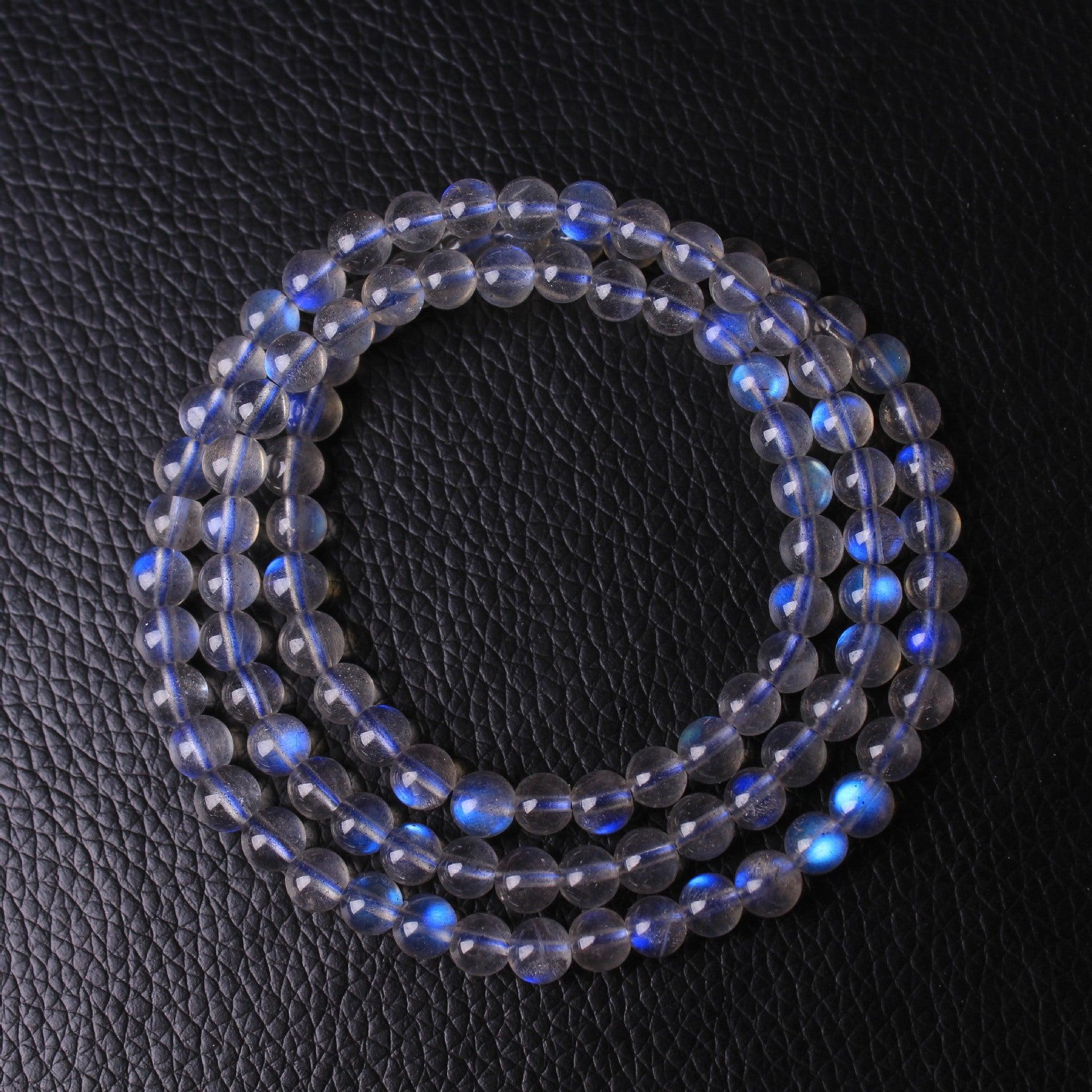 Natural Grey Moonstone Three Circle Bracelet – Elegant Healing Crystal Jewelry for Women, Spiritual Protection & Positive Energy – Perfect for Meditation, Yoga & Everyday Wear