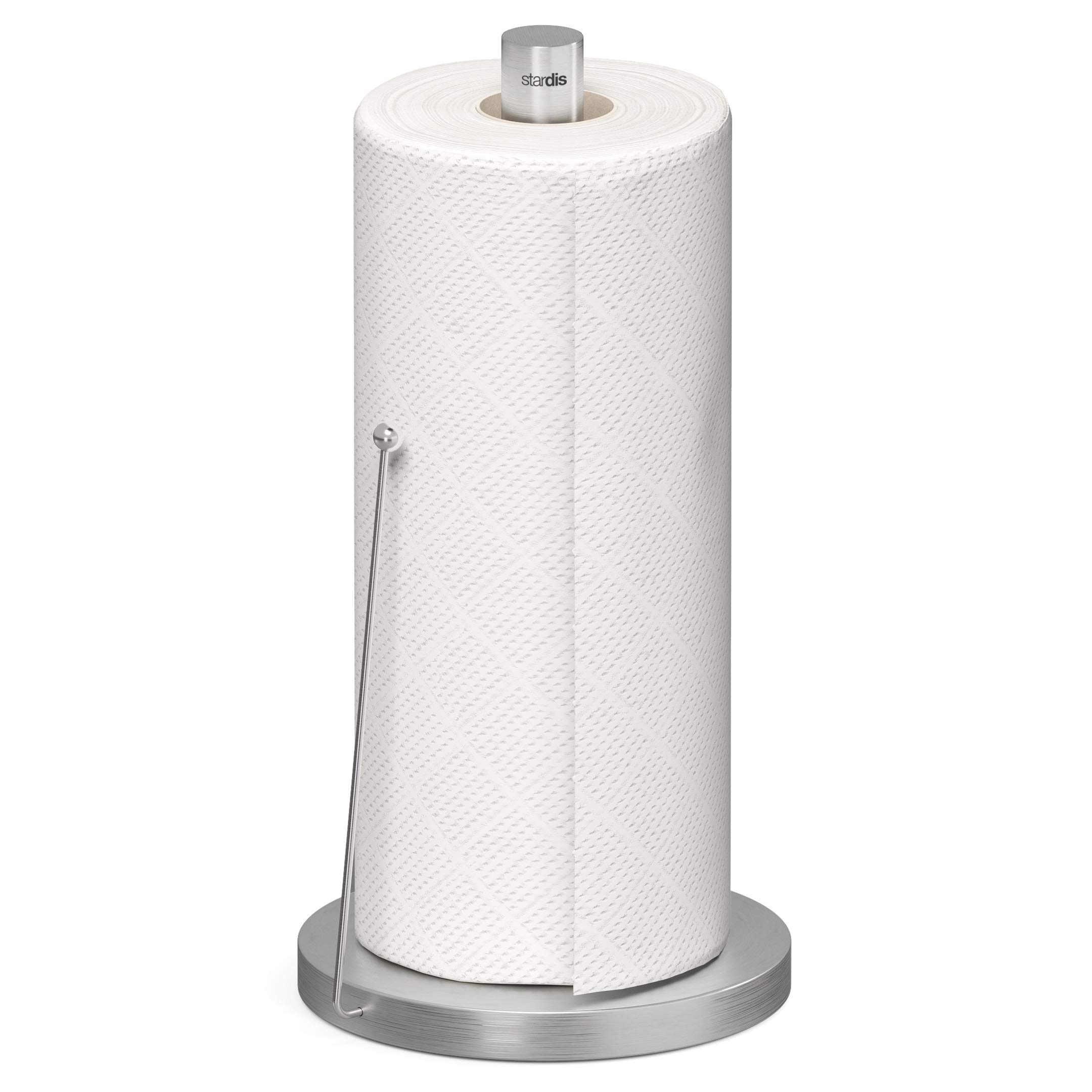 Stainless Steel Paper Towel Holder - Brushed Matte Finish, Sturdy & Durable Kitchen Roll Dispenser for Countertop or Under Cabinet Mounting | Perfect for Kitchen, Bathroom, or Office Use